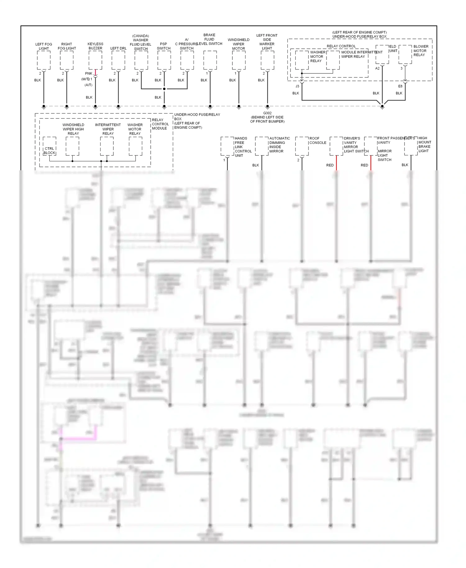 Wiring diagram automatic dimming inside mirror for Acura TL III facelift (2006-2008) (5 of 6)