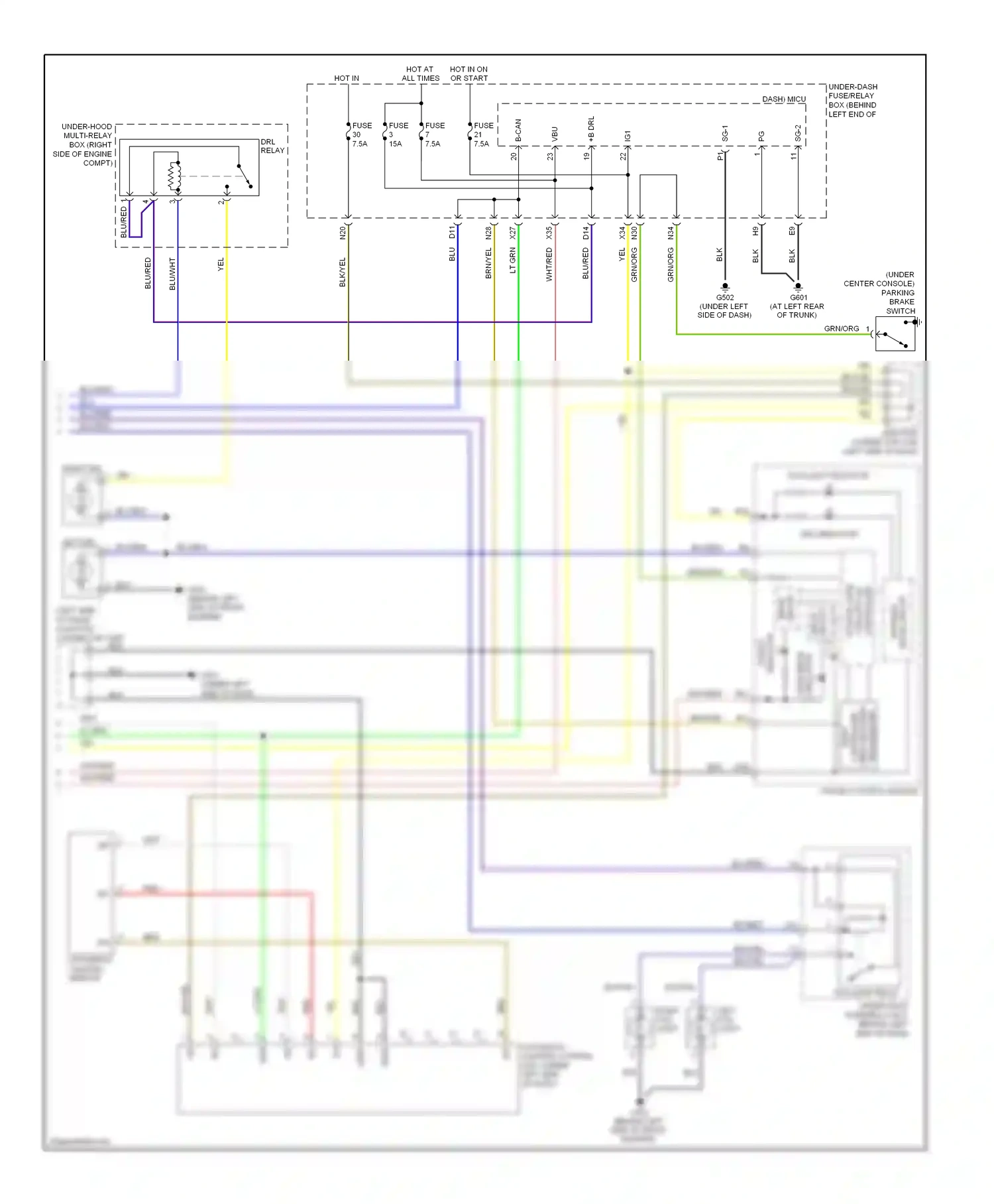Wiring diagram automatic lighting sensor for Acura TL III facelift (2006-2008) (1 of 2)