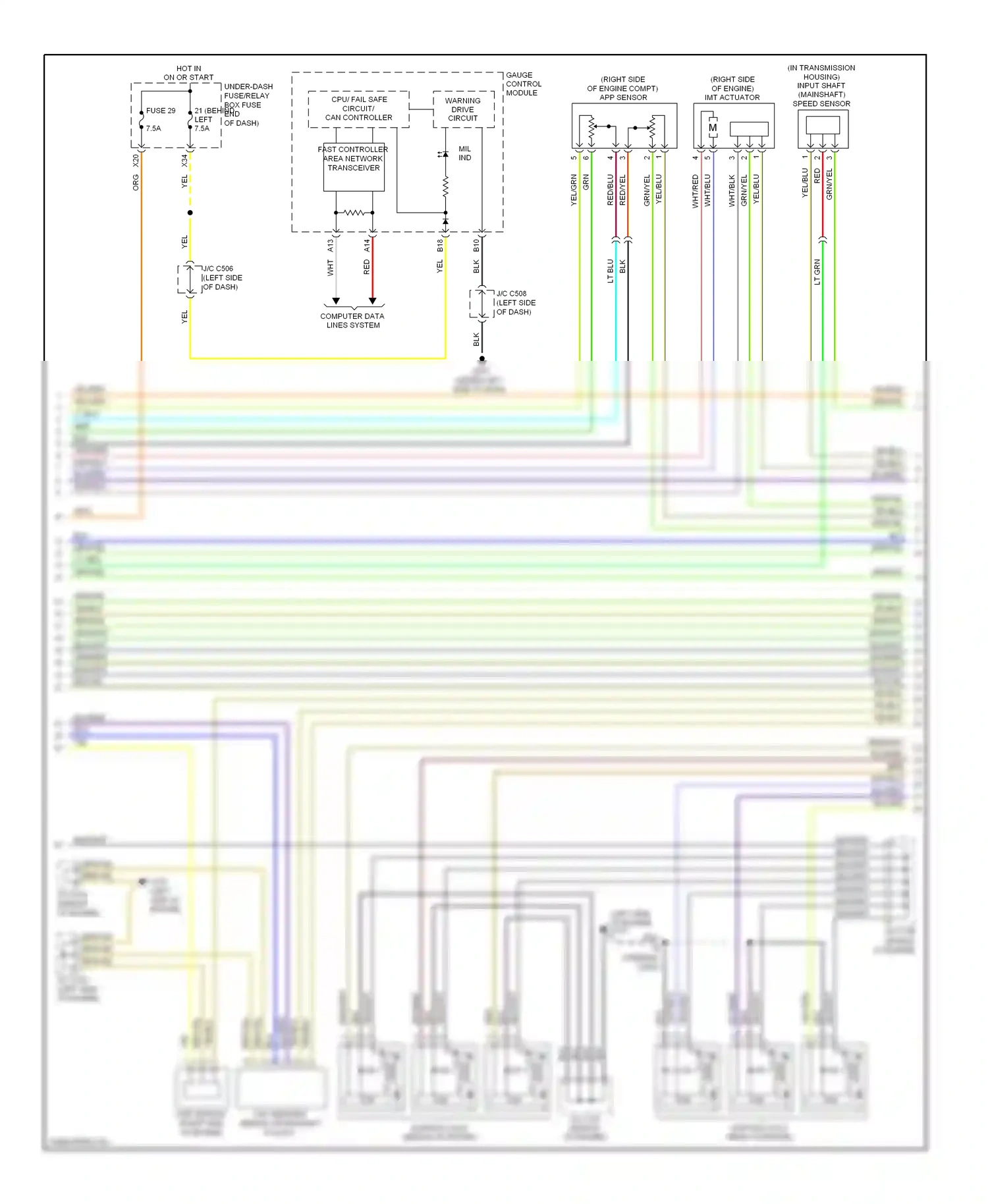 Wiring diagram computer data lines system for Acura TL III facelift (2006-2008) (7 of 24)