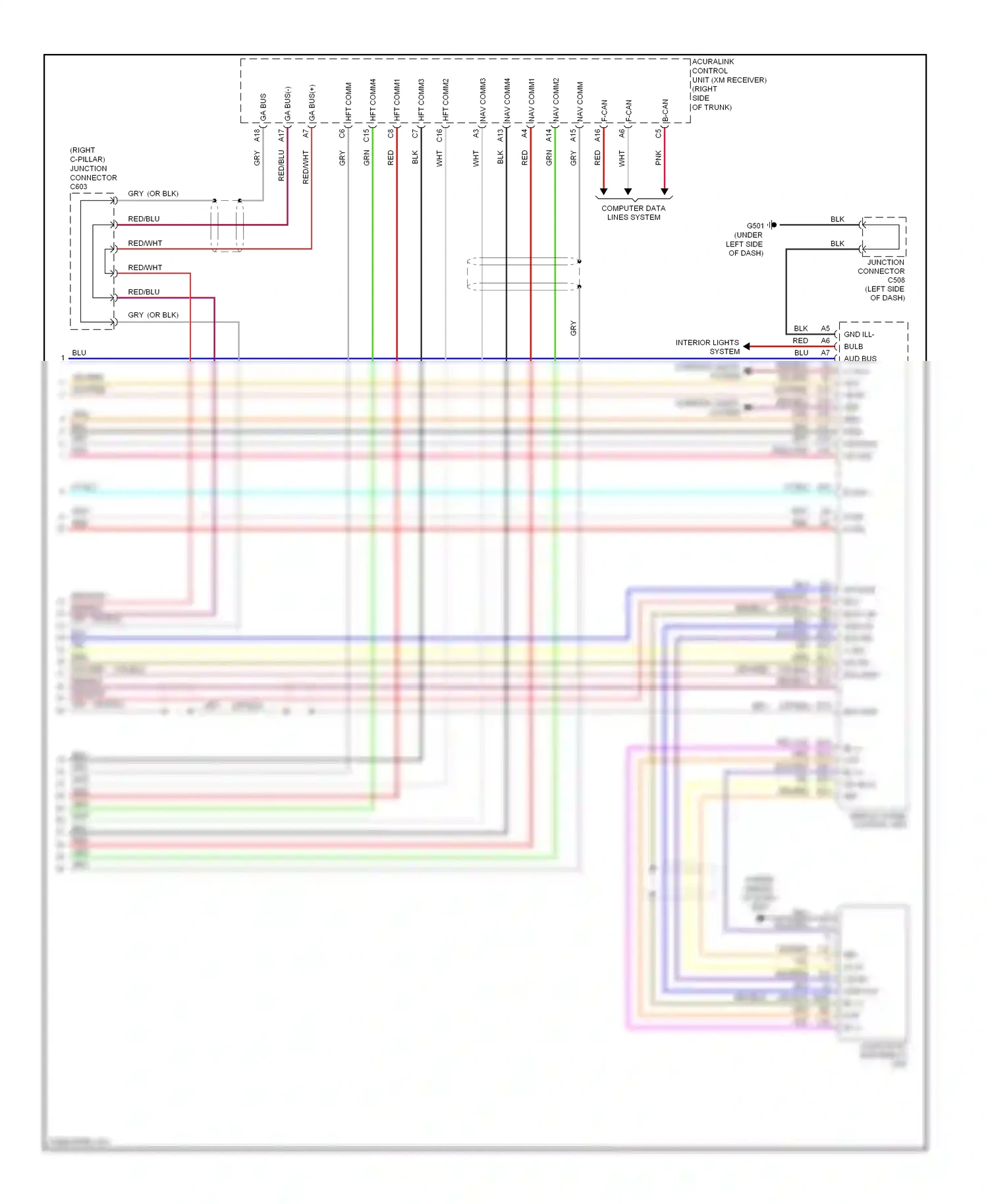 Wiring diagram display panel control unit for Acura TL III facelift (2006-2008) (3 of 6)