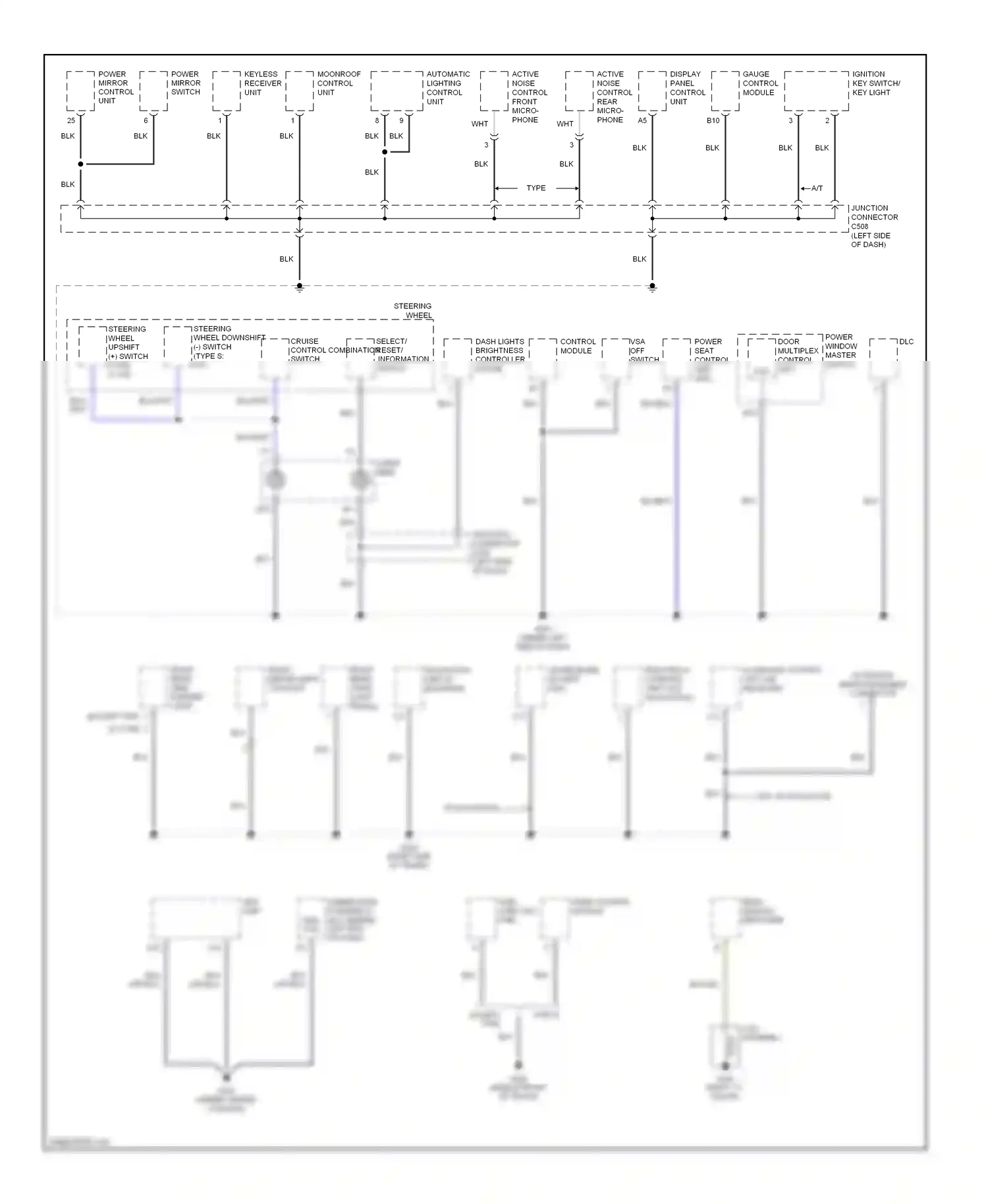 Wiring diagram except type s type s for Acura TL III facelift (2006-2008) (4 of 5)