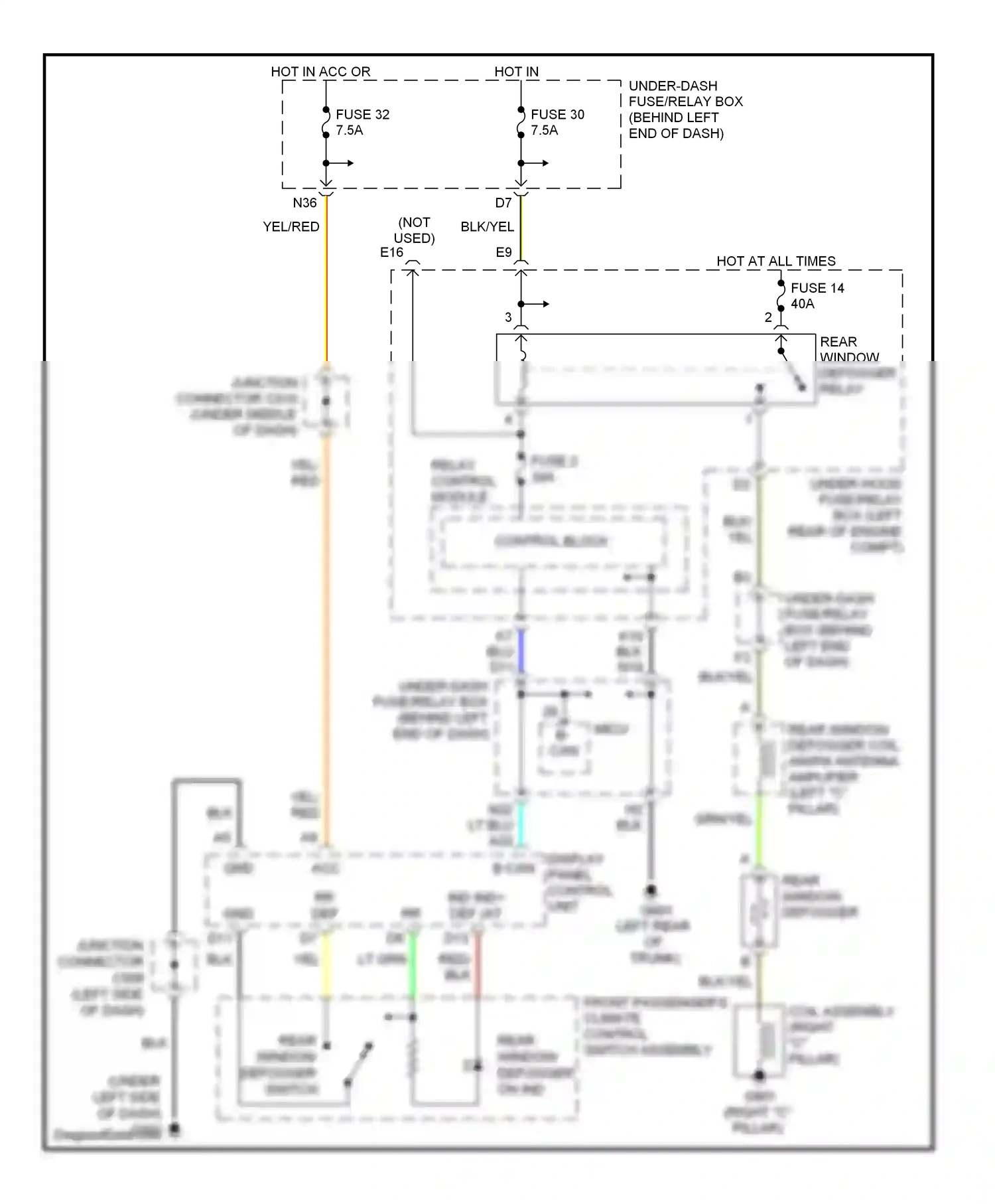 Wiring diagram front passenger's climate control switch assembly for Acura TL III facelift (2006-2008) (2 of 2)