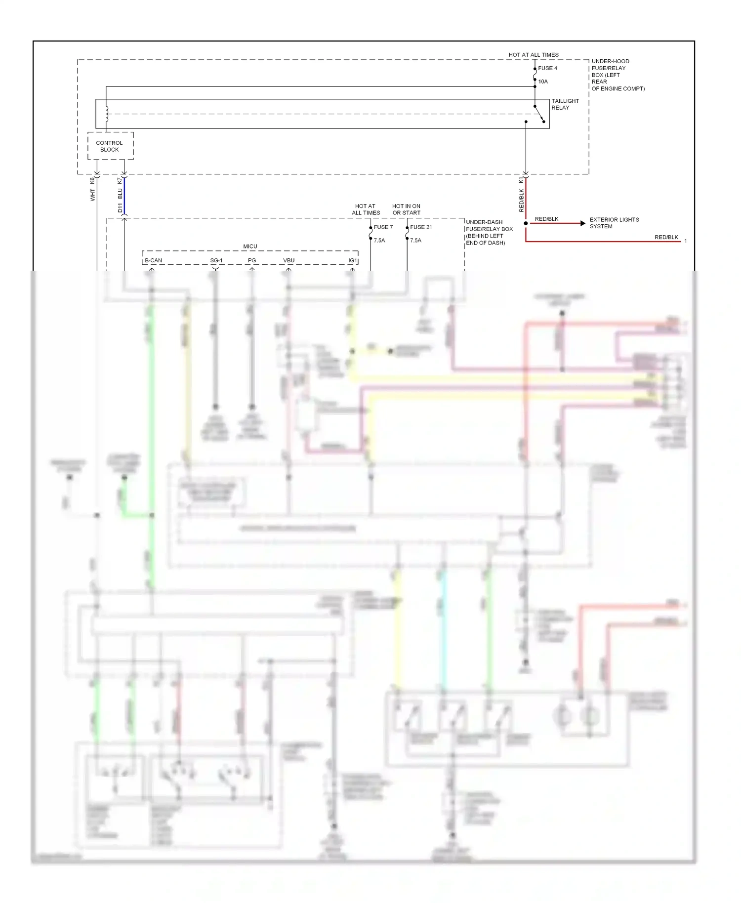 Wiring diagram headlights system for Acura TL III facelift (2006-2008) (2 of 2)