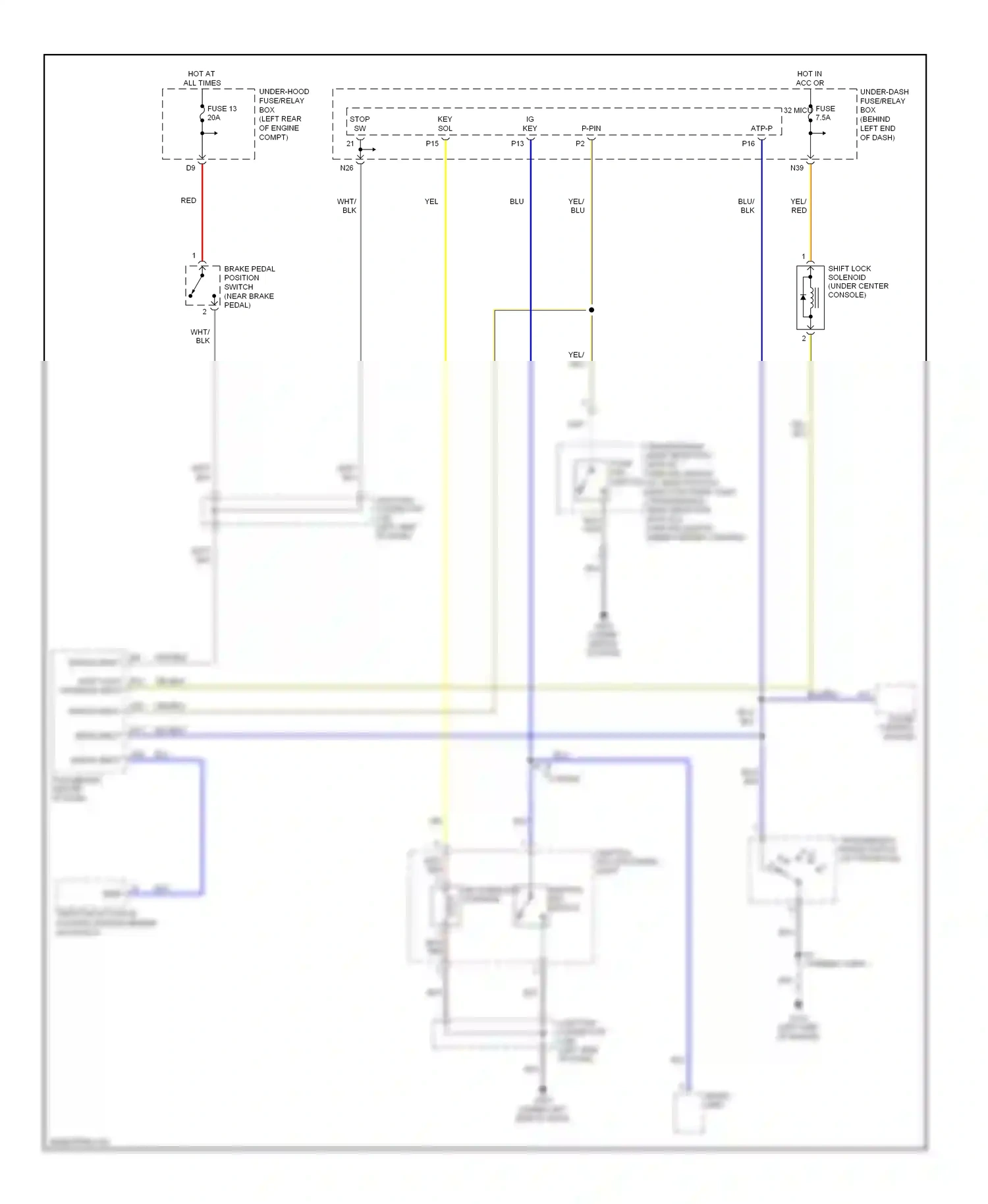 Wiring diagram ignition key switch for Acura TL III facelift (2006-2008) (6 of 6)