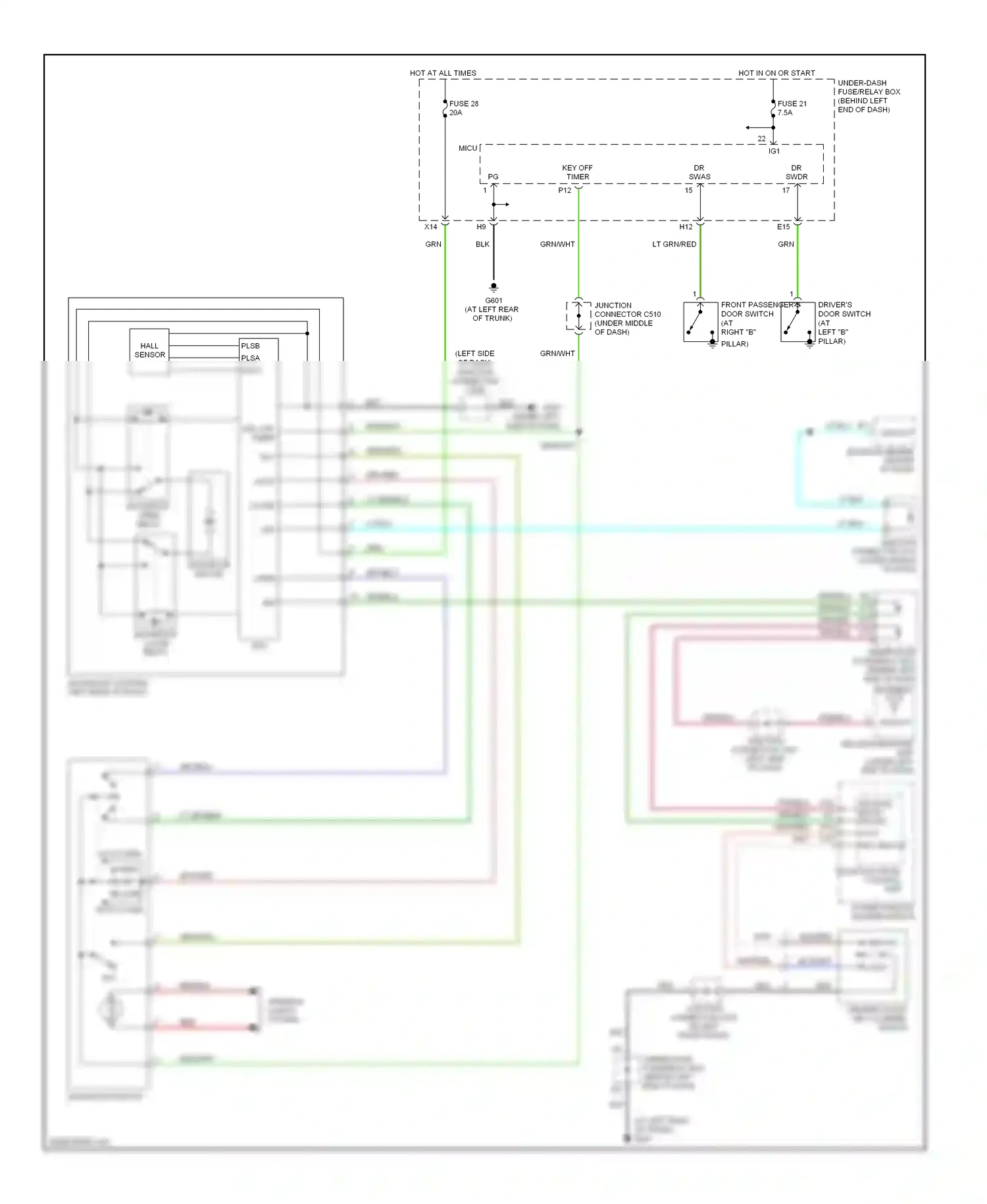 Wiring diagram key off timer for Acura TL III facelift (2006-2008) (1 of 2)