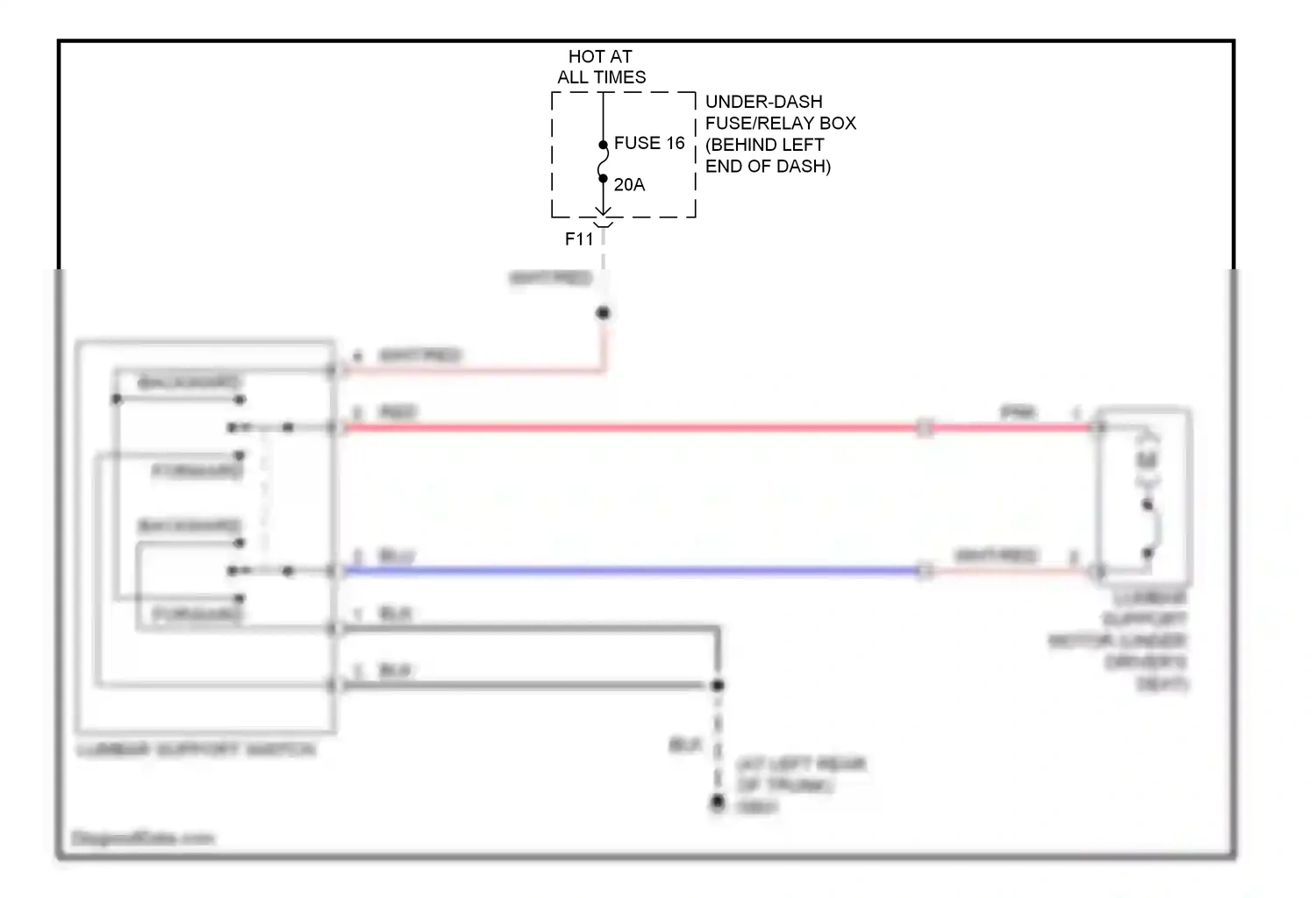 Wiring diagram lumbar support switch for Acura TL III facelift (2006-2008) (1 of 3)