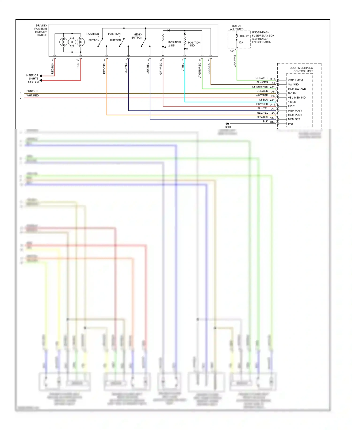 Wiring diagram memo button for Acura TL III facelift (2006-2008) (1 of 1)