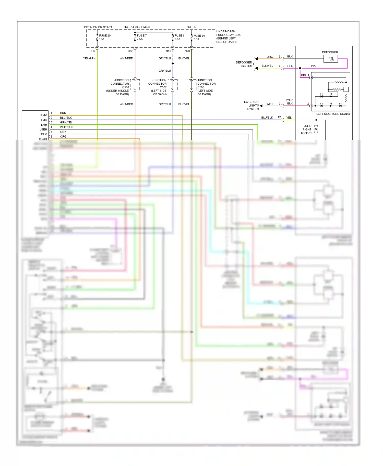Wiring diagram mirror selection switch for Acura TL III facelift (2006-2008) (1 of 1)