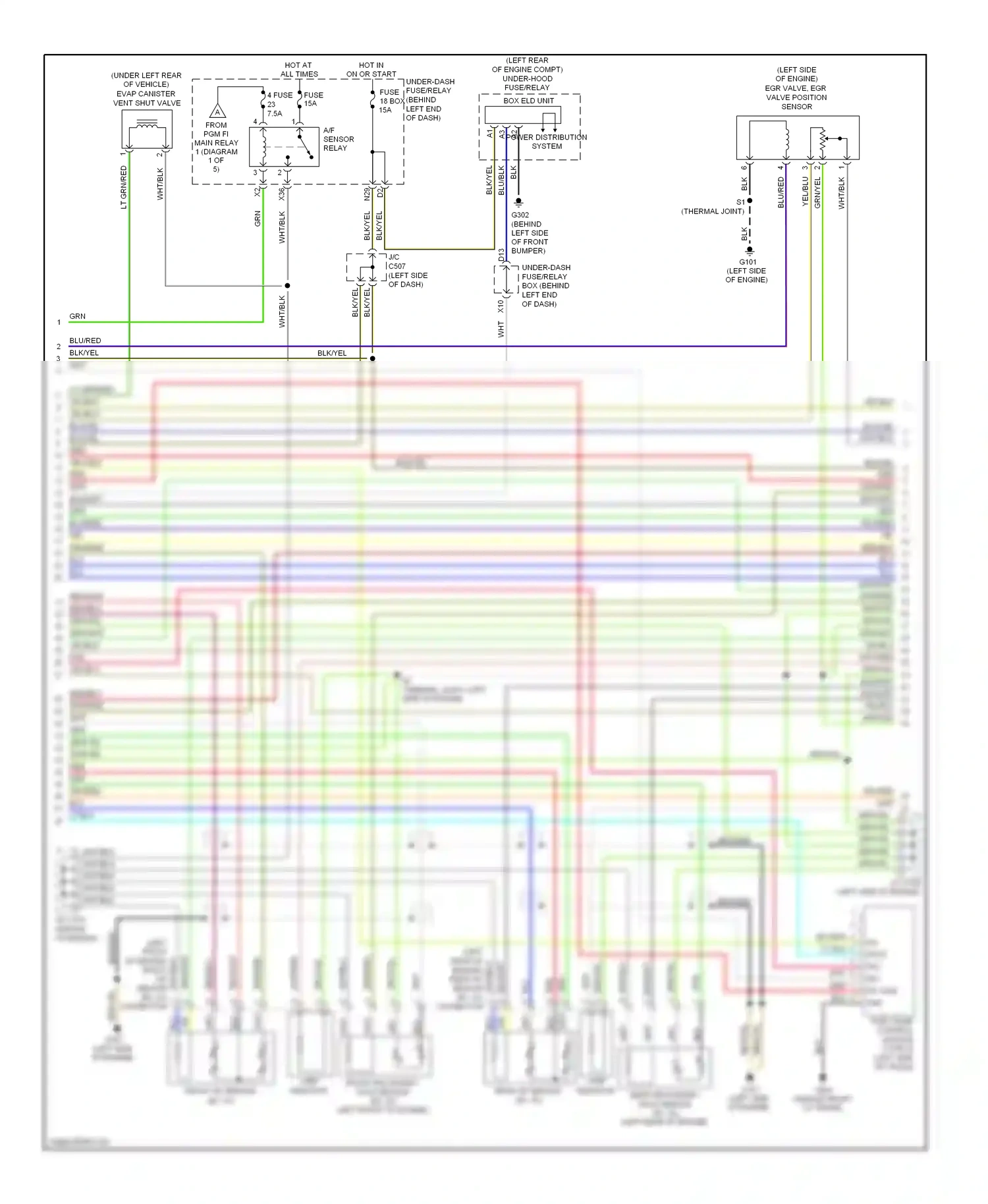 Wiring diagram of engine) front a/f sensor for Acura TL III facelift (2006-2008) (1 of 2)