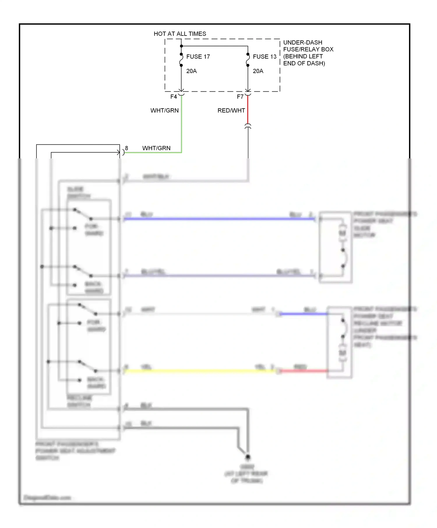 Wiring diagram slide switch for Acura TL III facelift (2006-2008) (2 of 2)