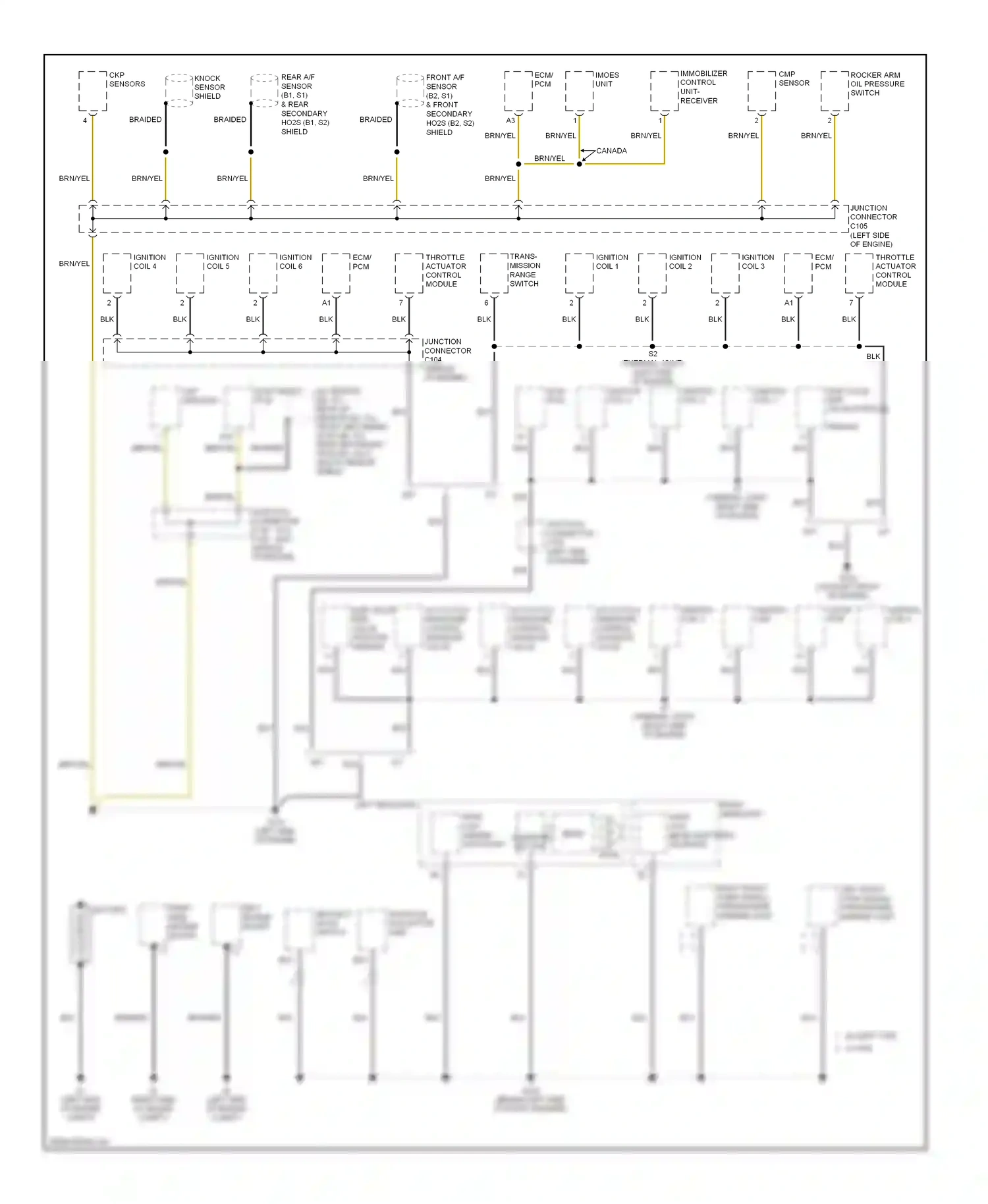 Wiring diagram trans- mission range switch for Acura TL III facelift (2006-2008) (1 of 1)
