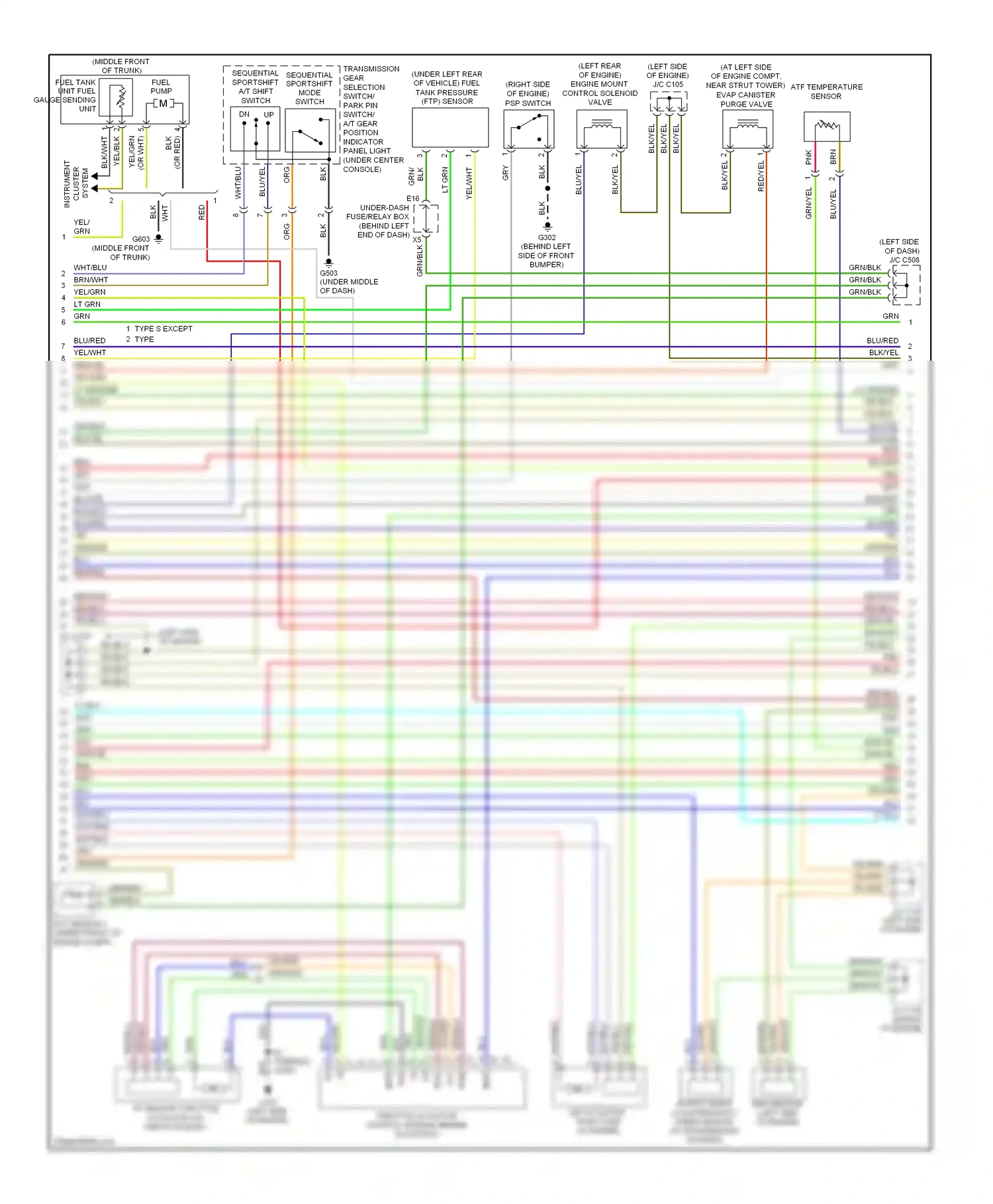 Wiring diagram type s except type s for Acura TL III facelift (2006-2008) (3 of 5)