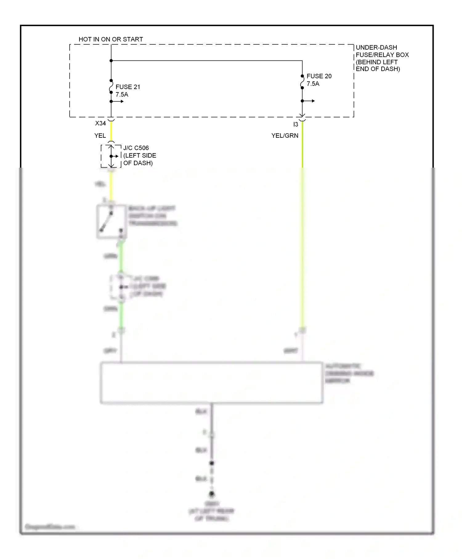 Wiring diagram automatic dimming inside mirror for Acura TL III (2003-2006) (2 of 3)