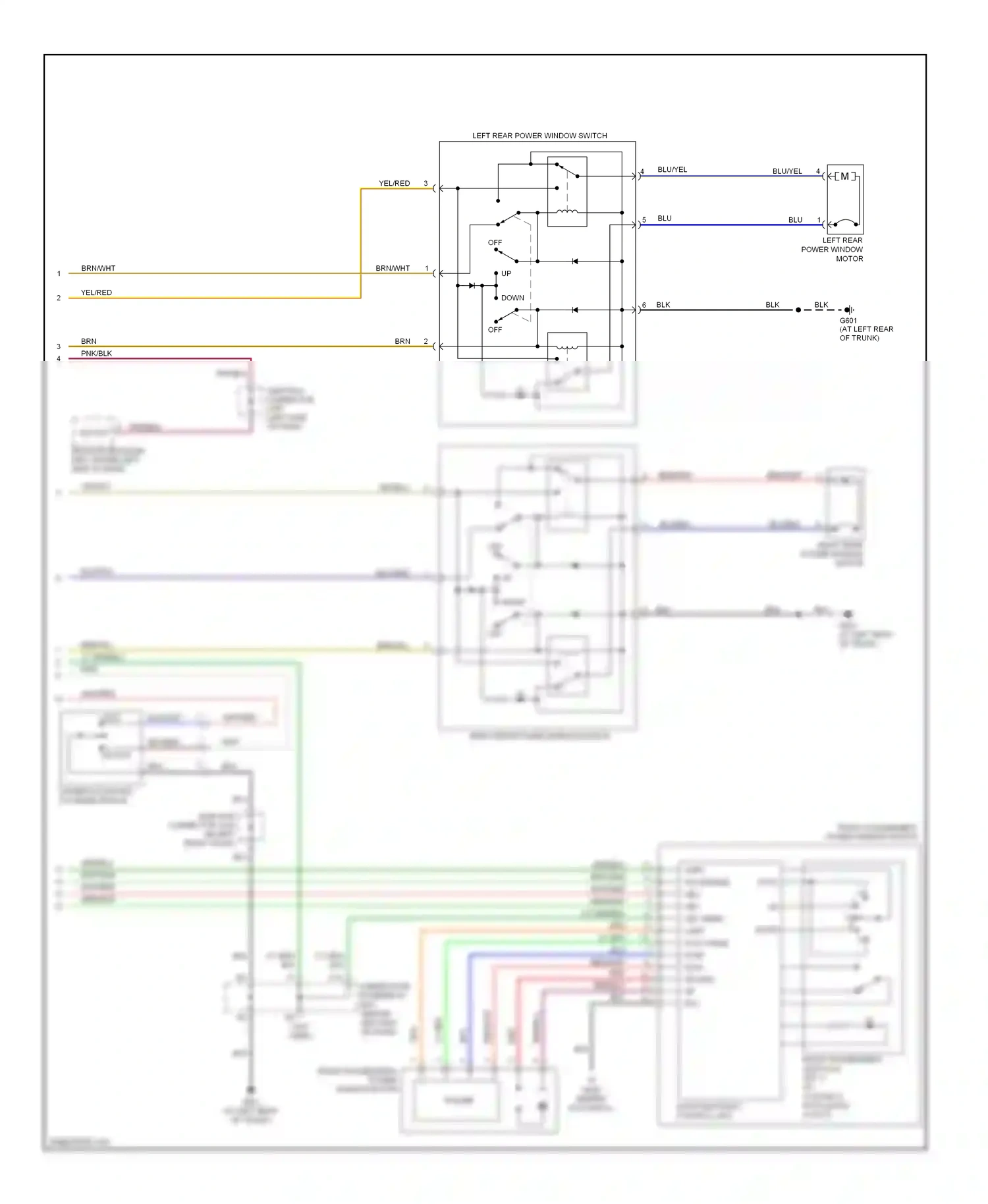Wiring diagram front passenger's power window switch for Acura TL III (2003-2006) (4 of 4)
