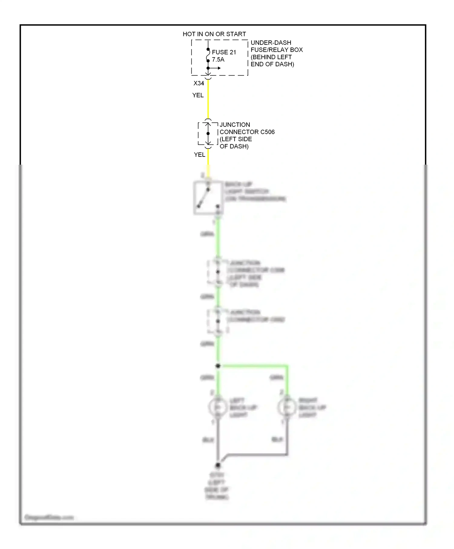 Wiring diagram left back-up light for Acura TL III (2003-2006) (2 of 4)