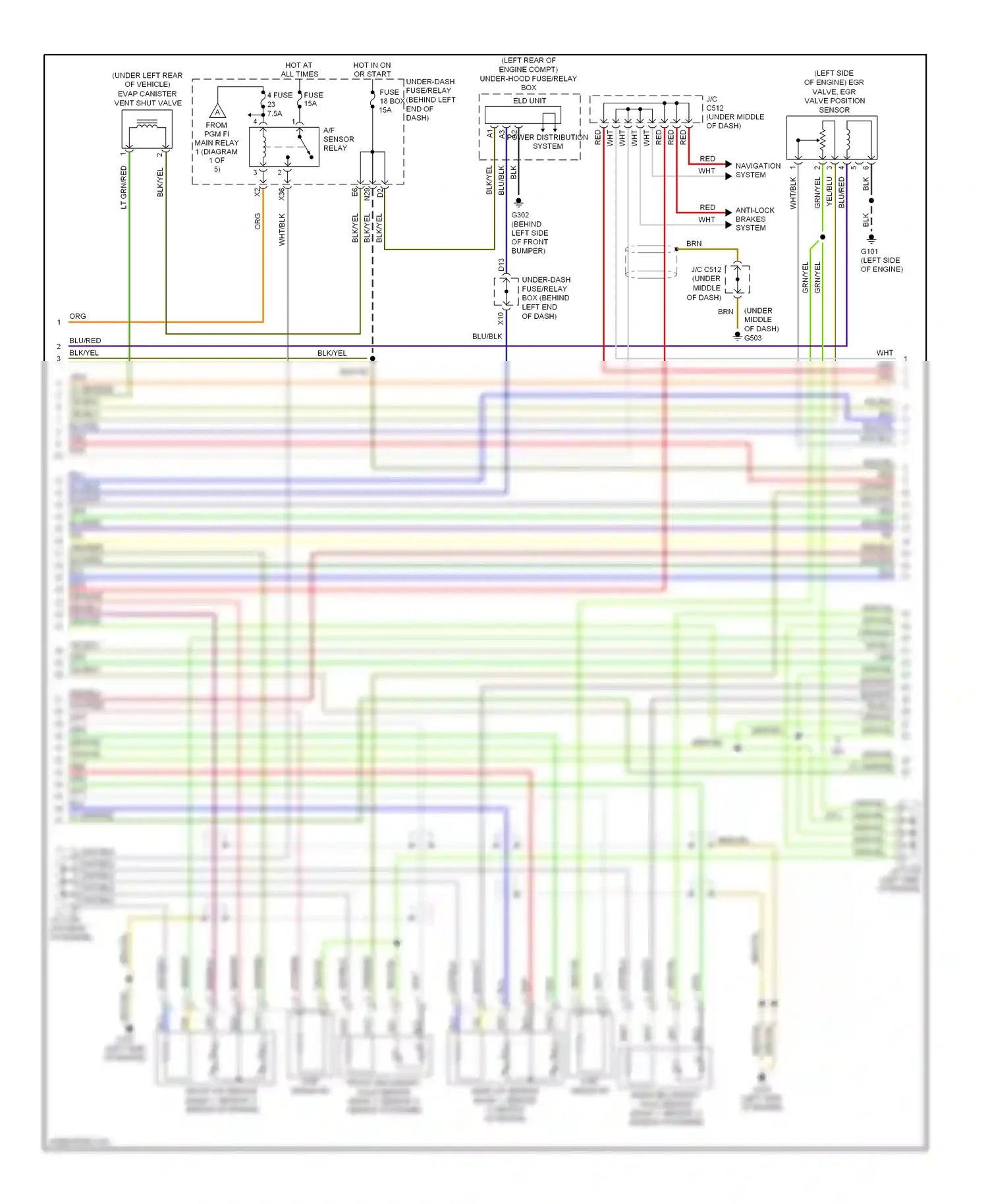 Wiring diagram power distribution system for Acura TL III (2003-2006) (1 of 1)