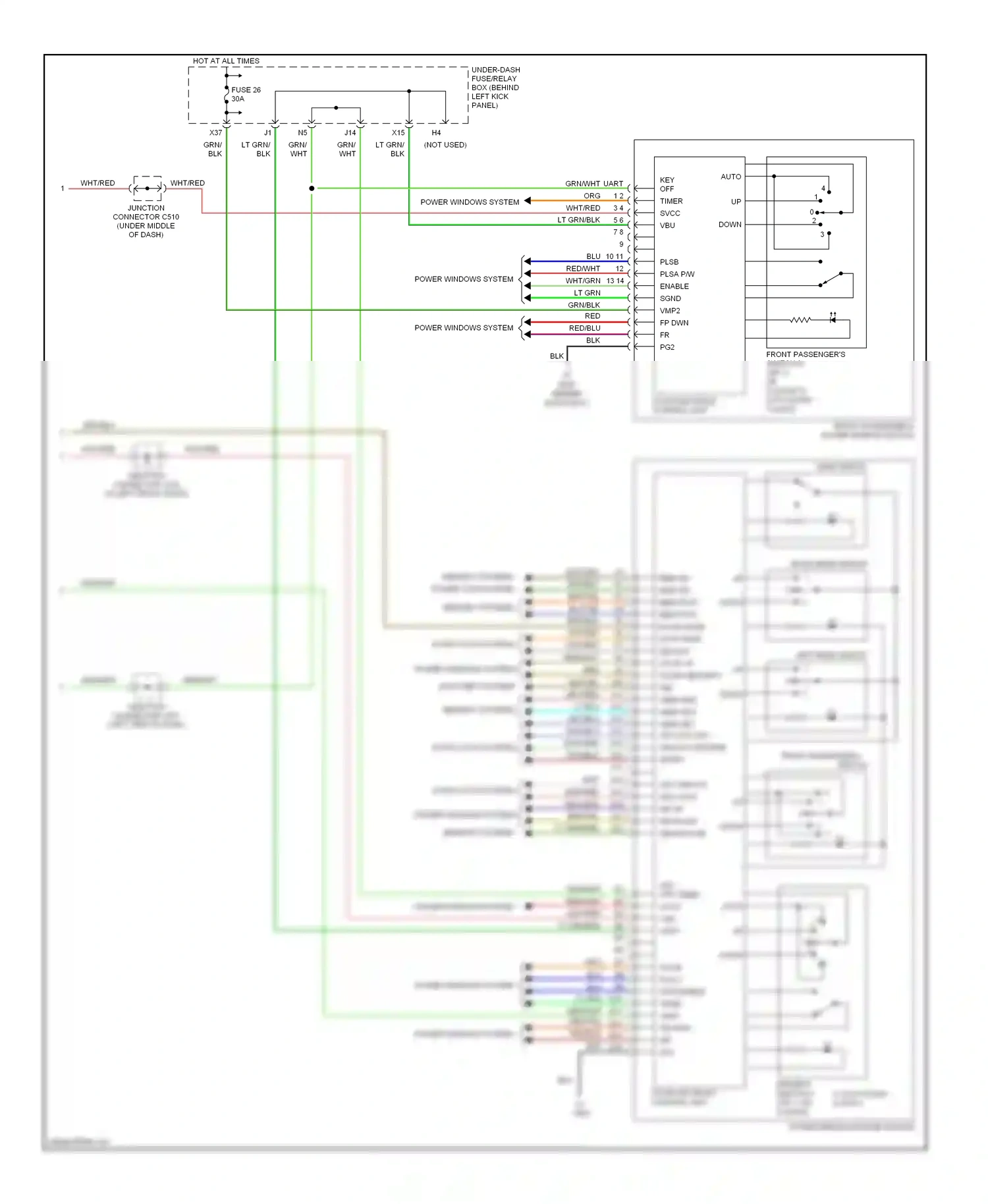 Wiring diagram power windows system for Acura TL III (2003-2006) (1 of 1)