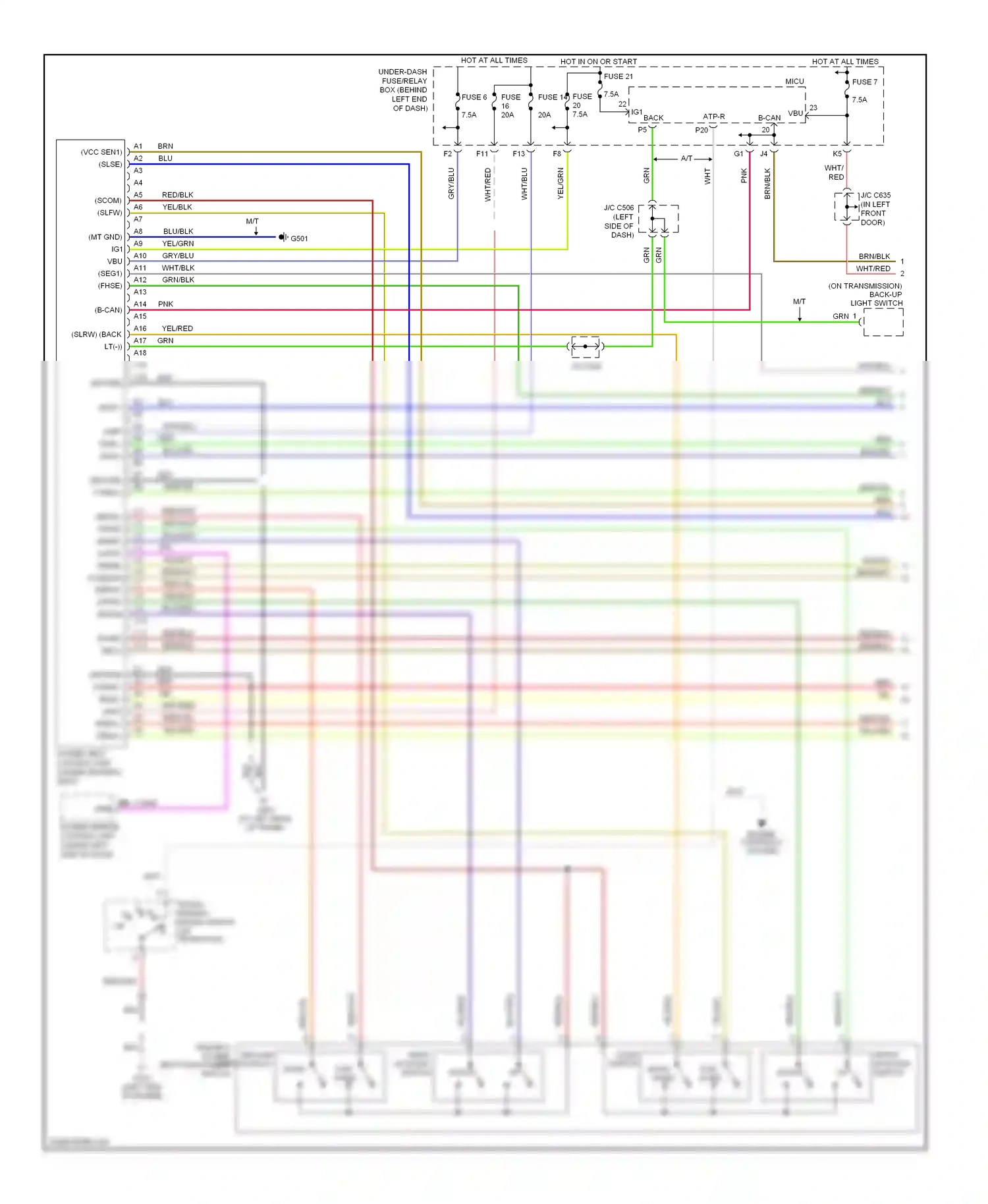 Wiring diagram slide switch back- ward for Acura TL III (2003-2006) (1 of 1)