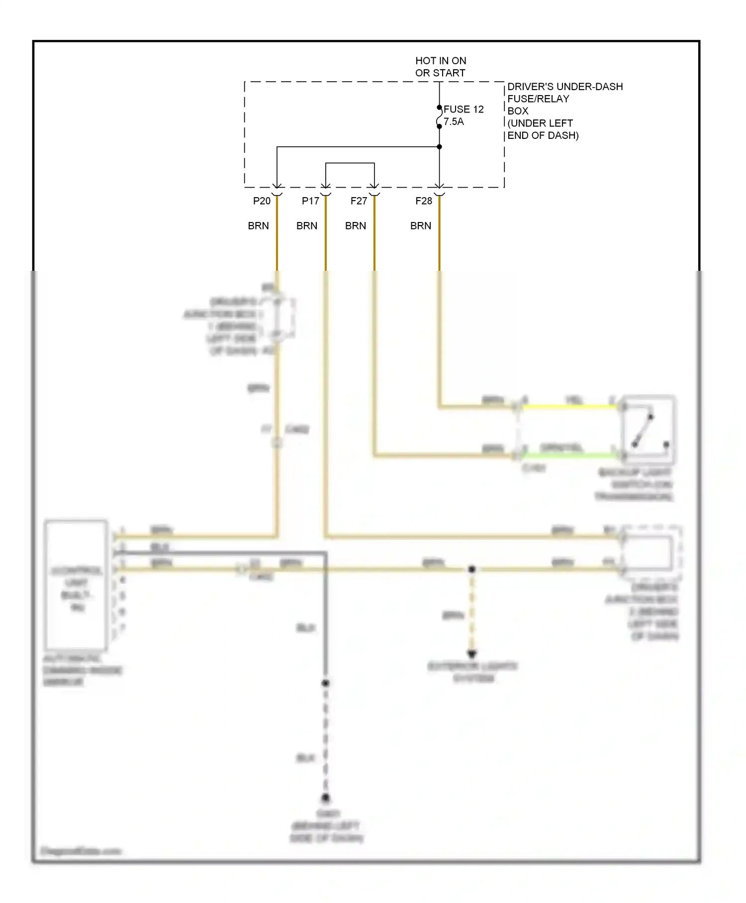 Wiring diagram automatic dimming inside mirror for Acura TL IV facelift (2011-2014) (7 of 7)