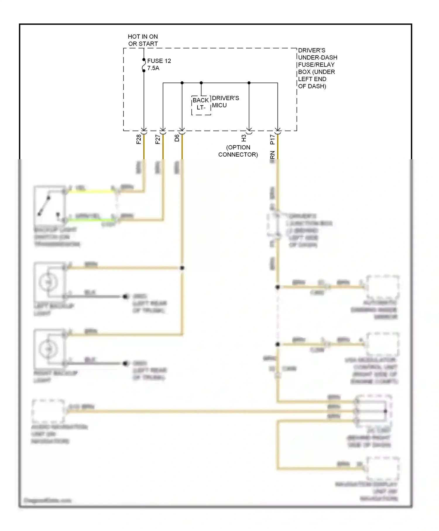 Wiring diagram automatic dimming inside mirror for Acura TL IV facelift (2011-2014) (2 of 7)