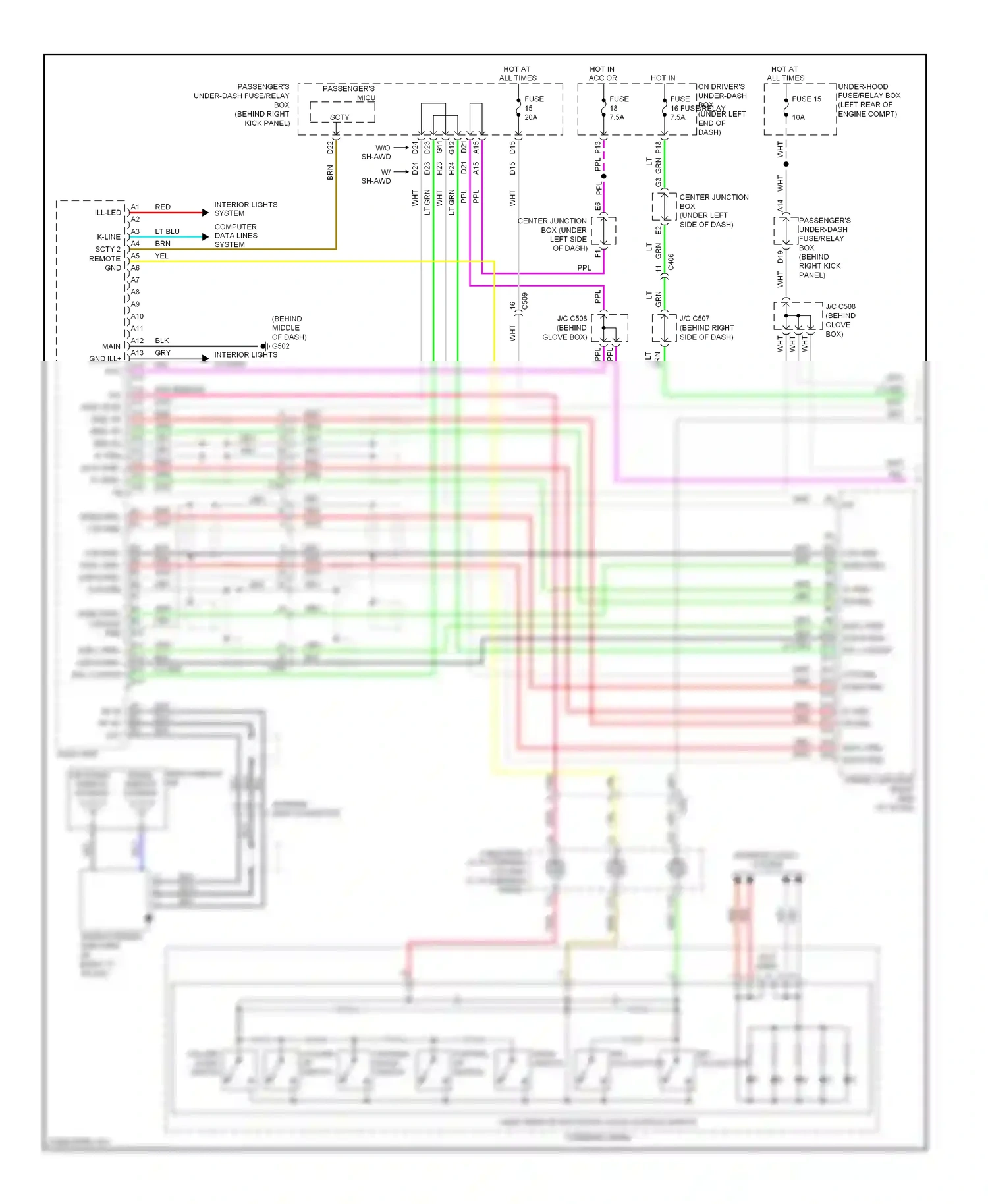 Wiring diagram channel down switch for Acura TL IV facelift (2011-2014) (1 of 1)