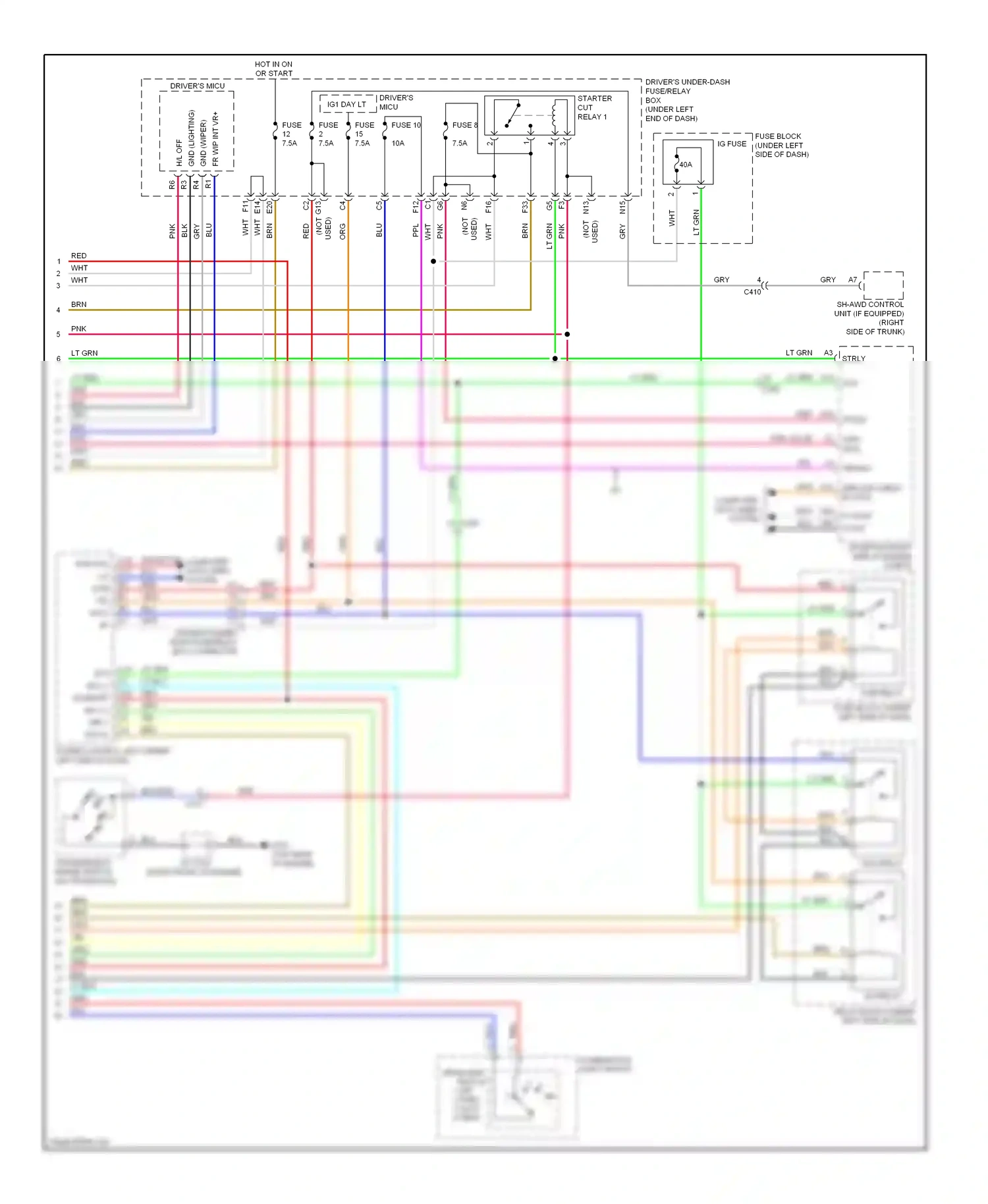 Wiring diagram combination light switch for Acura TL IV facelift (2011-2014) (4 of 5)