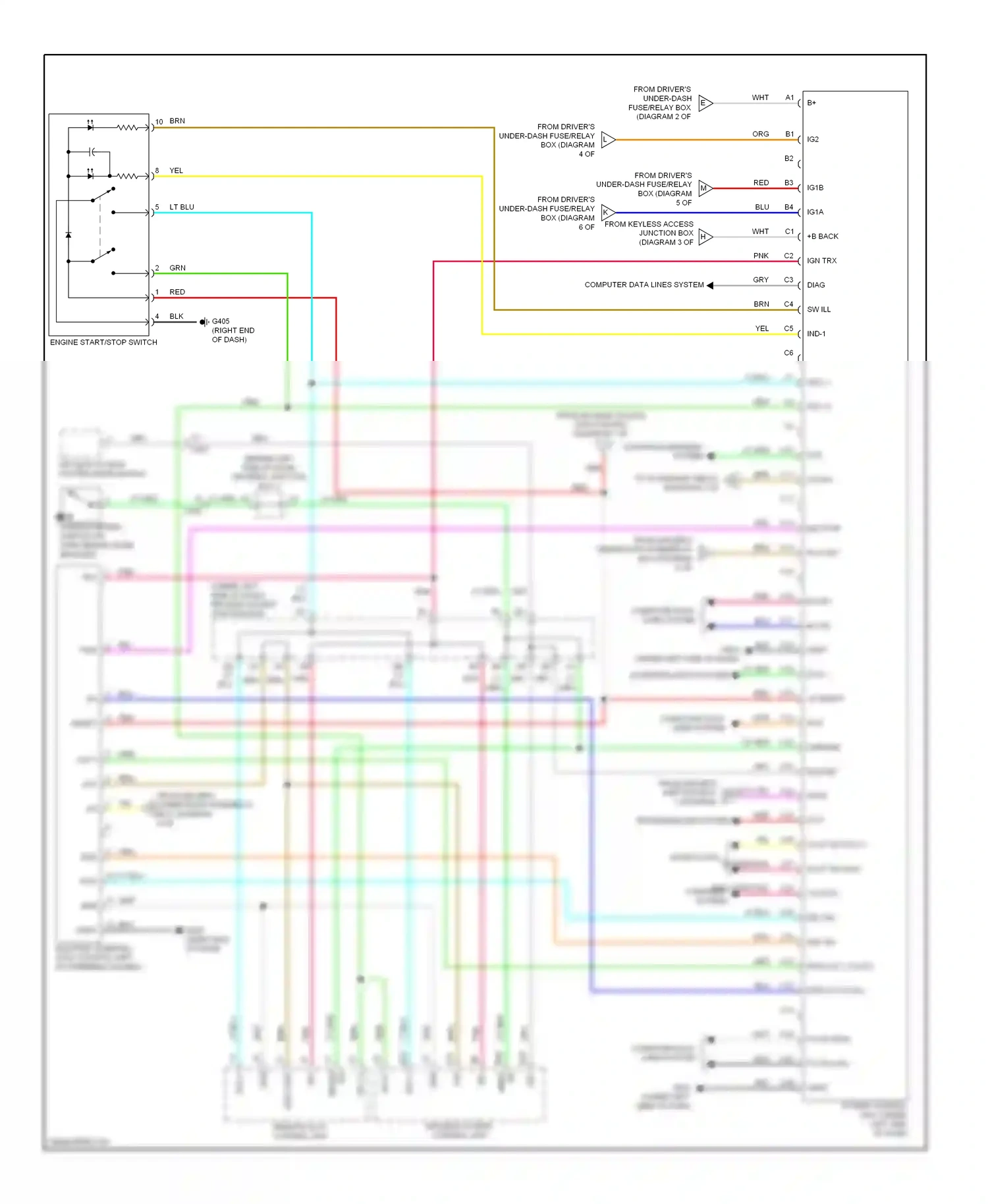 Wiring diagram engine start/stop switch for Acura TL IV facelift (2011-2014) (2 of 5)