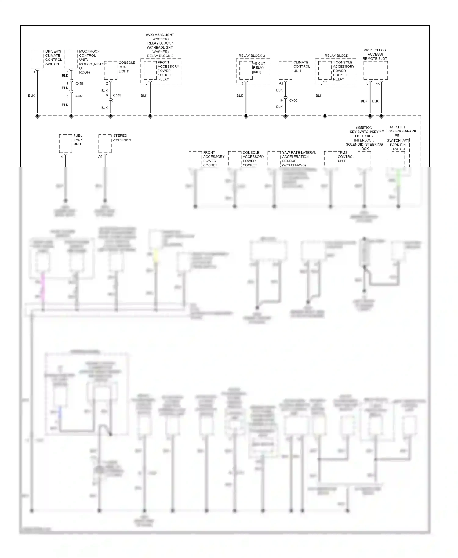 Wiring diagram front accessory power socket for Acura TL IV facelift (2011-2014) (1 of 3)