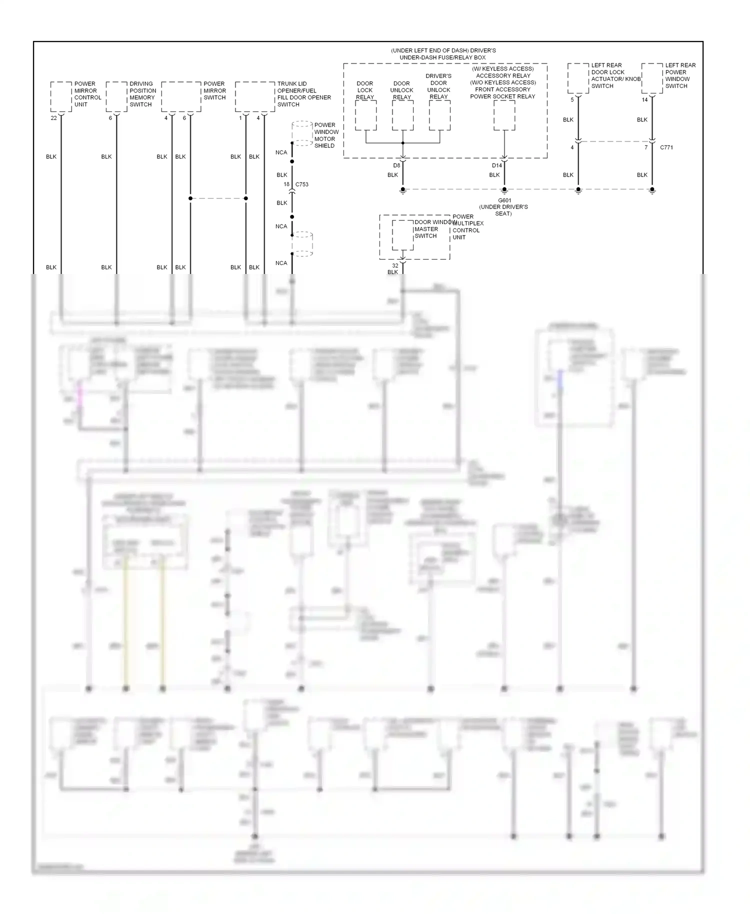 Wiring diagram front control passenger's power unit for Acura TL IV facelift (2011-2014) (1 of 1)
