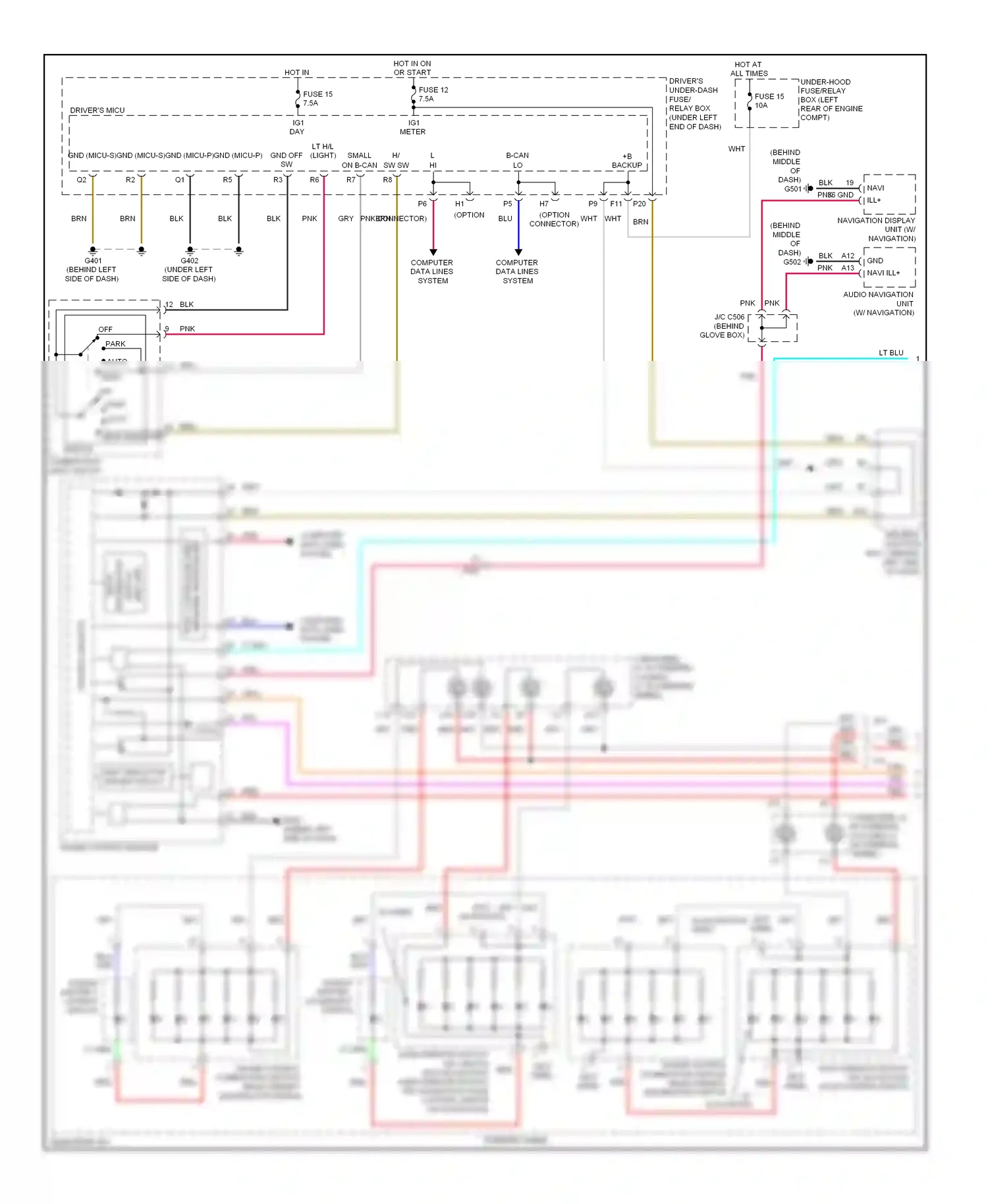 Wiring diagram head headlight switch combination light switch for Acura TL IV facelift (2011-2014) (1 of 1)