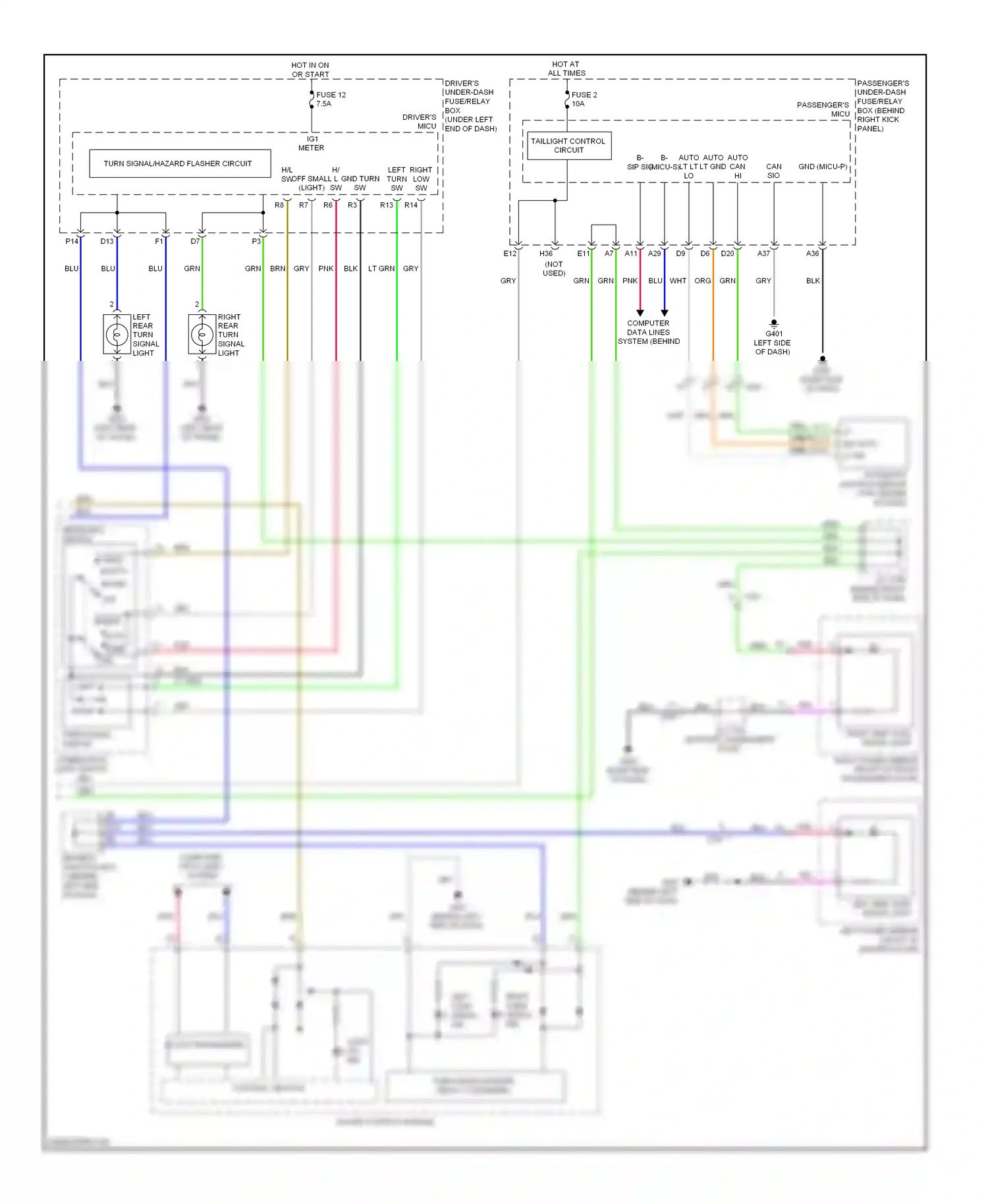Wiring diagram headlight switch for Acura TL IV facelift (2011-2014) (2 of 5)