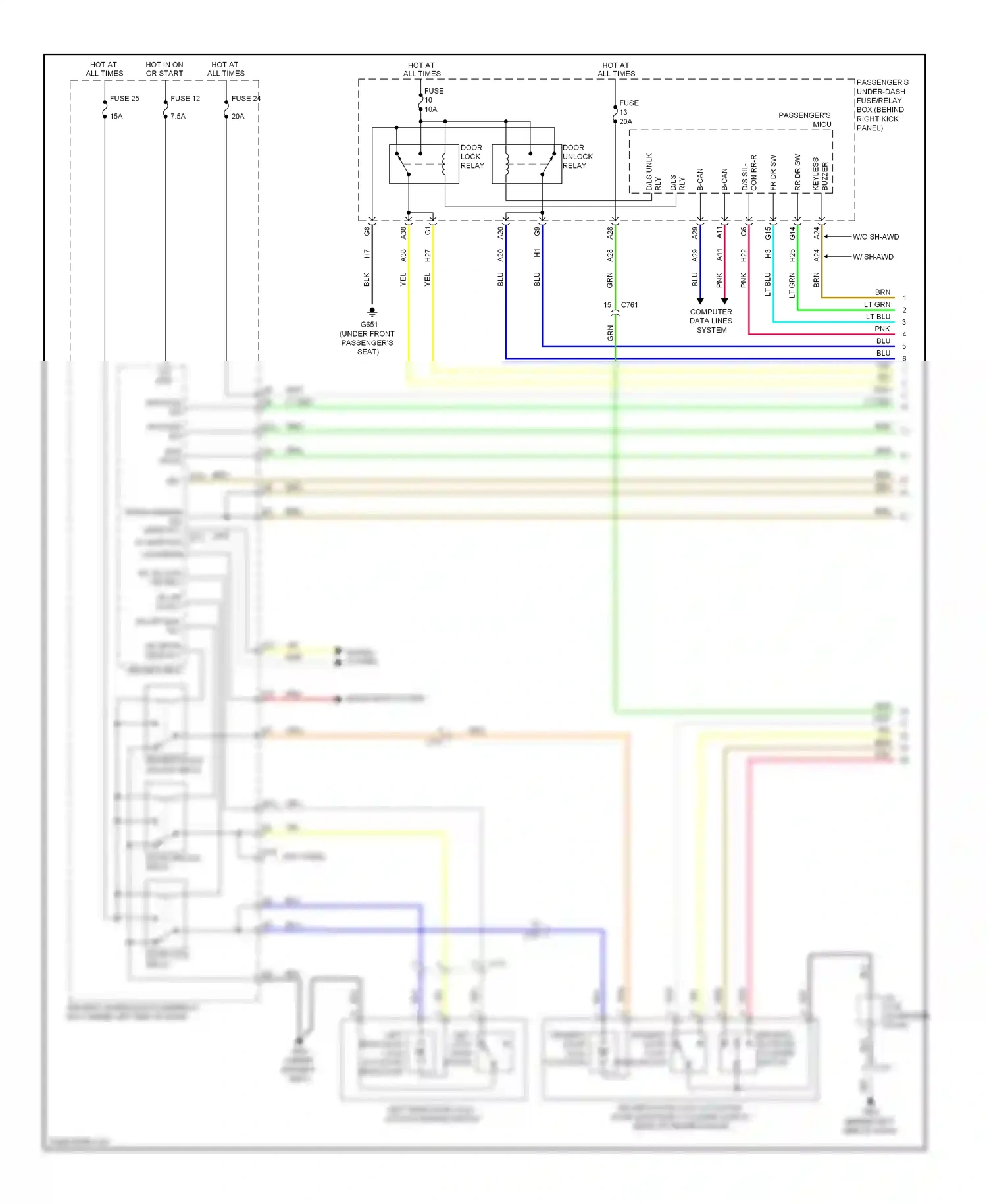 Wiring diagram headlights system for Acura TL IV facelift (2011-2014) (3 of 6)