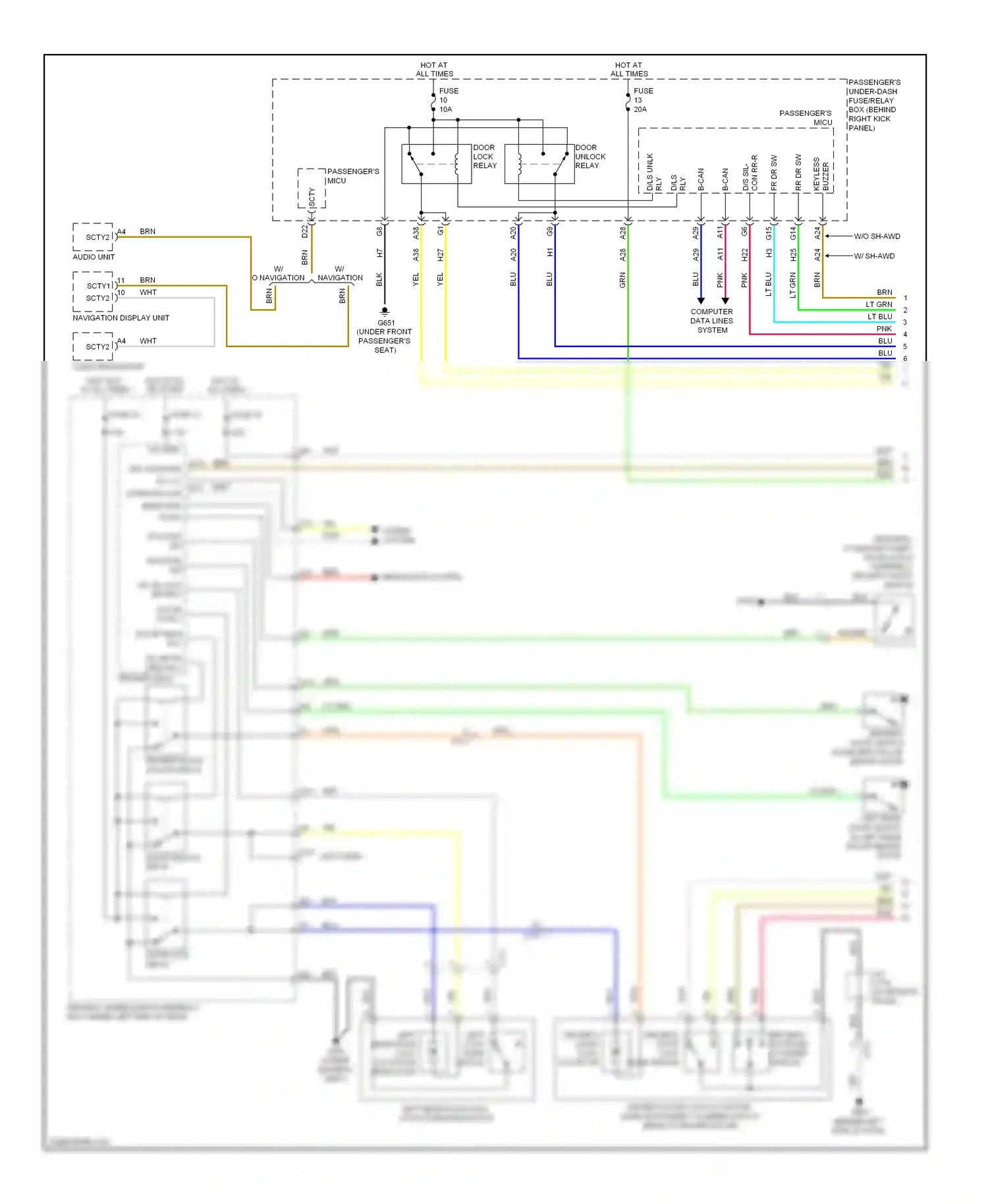 Wiring diagram headlights system for Acura TL IV facelift (2011-2014) (4 of 6)