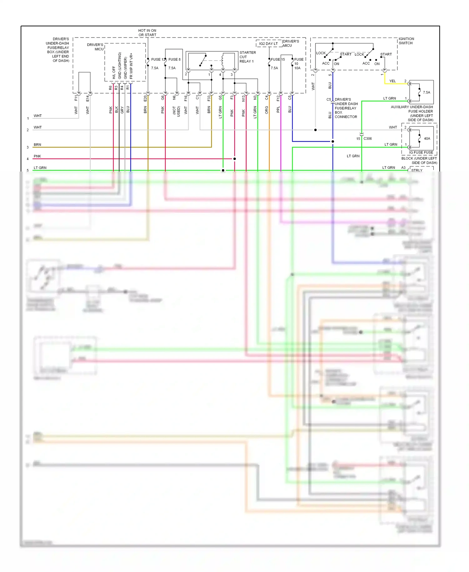 Wiring diagram ignition switch for Acura TL IV facelift (2011-2014) (2 of 3)