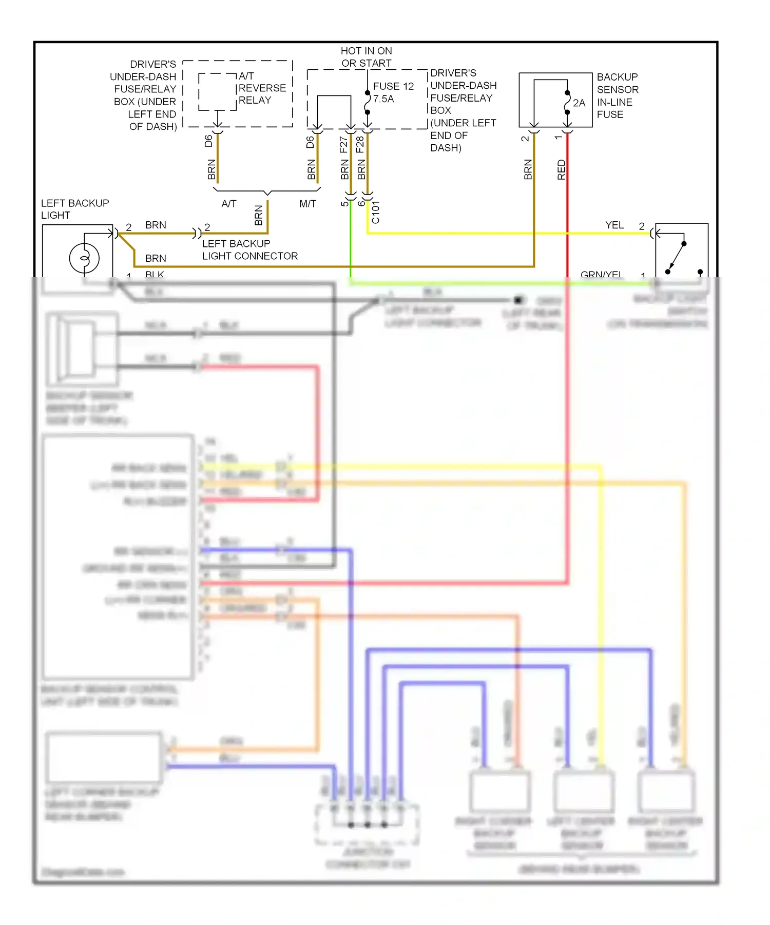 Wiring diagram left center backup sensor for Acura TL IV facelift (2011-2014) (1 of 1)