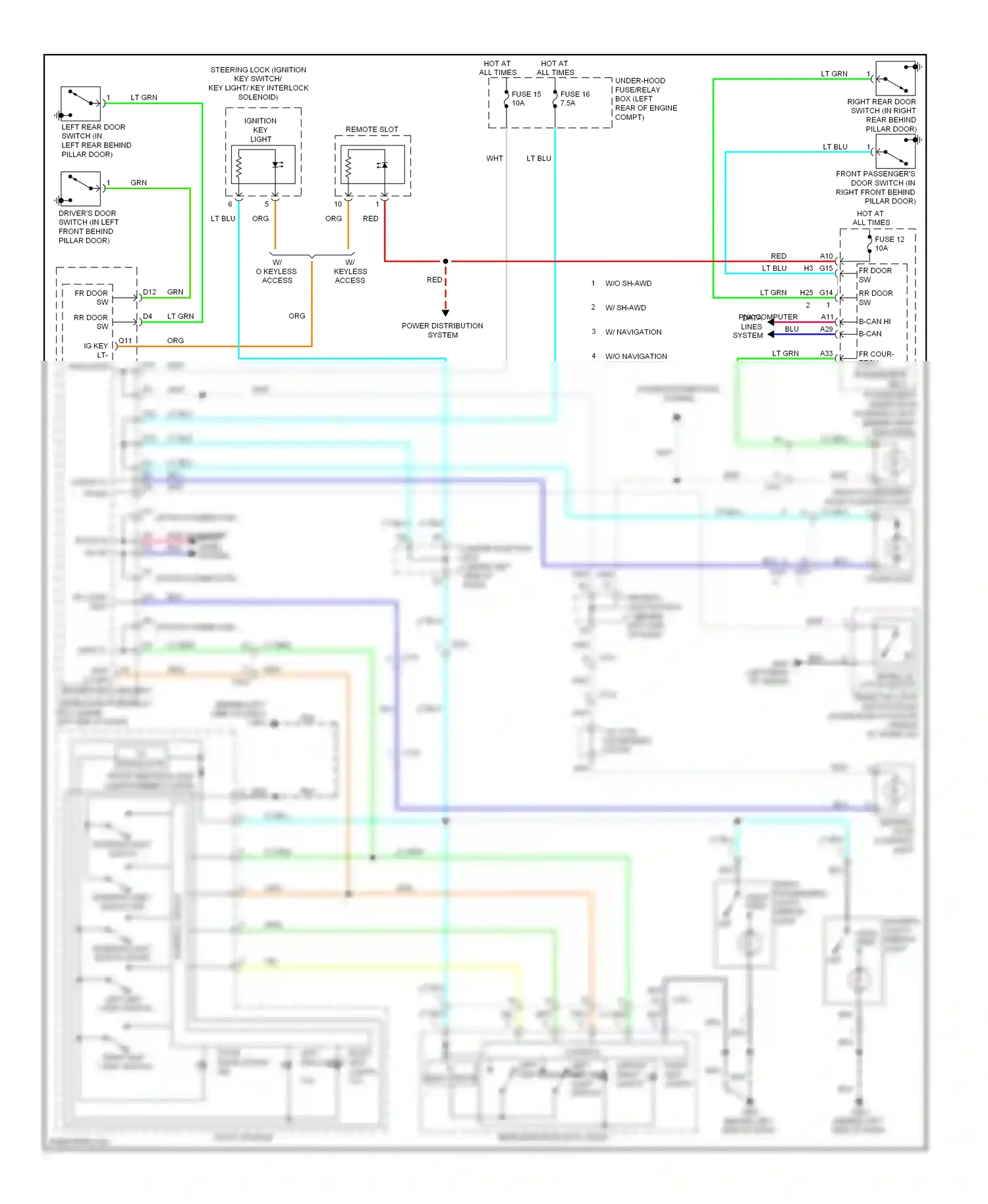 Wiring diagram passenger's under-dash for Acura TL IV facelift (2011-2014) (1 of 5)