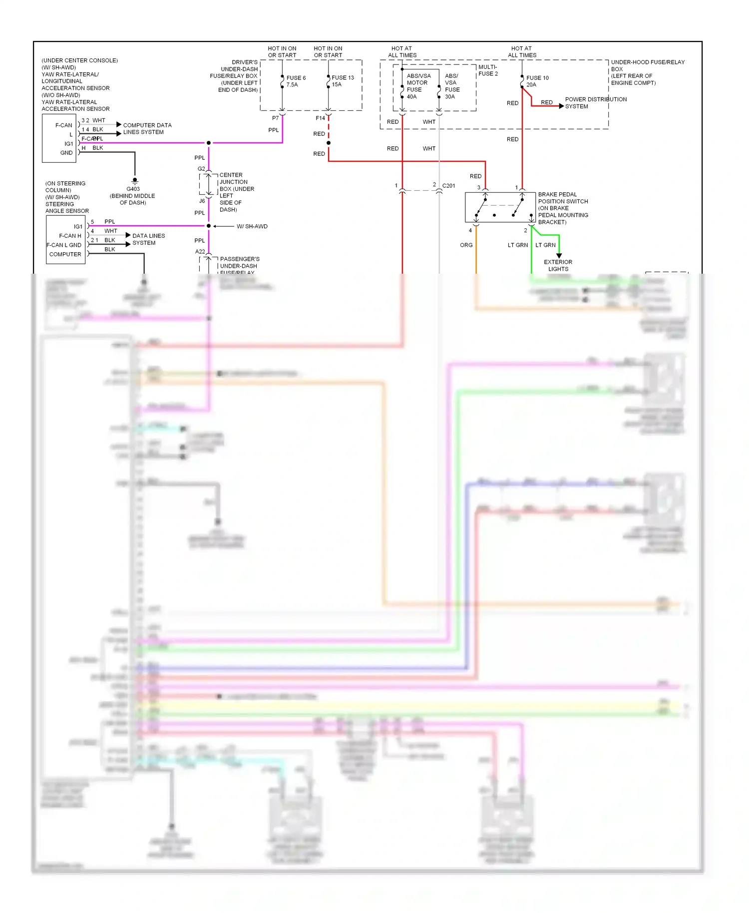 Wiring diagram power distribution system for Acura TL IV facelift (2011-2014) (1 of 15)