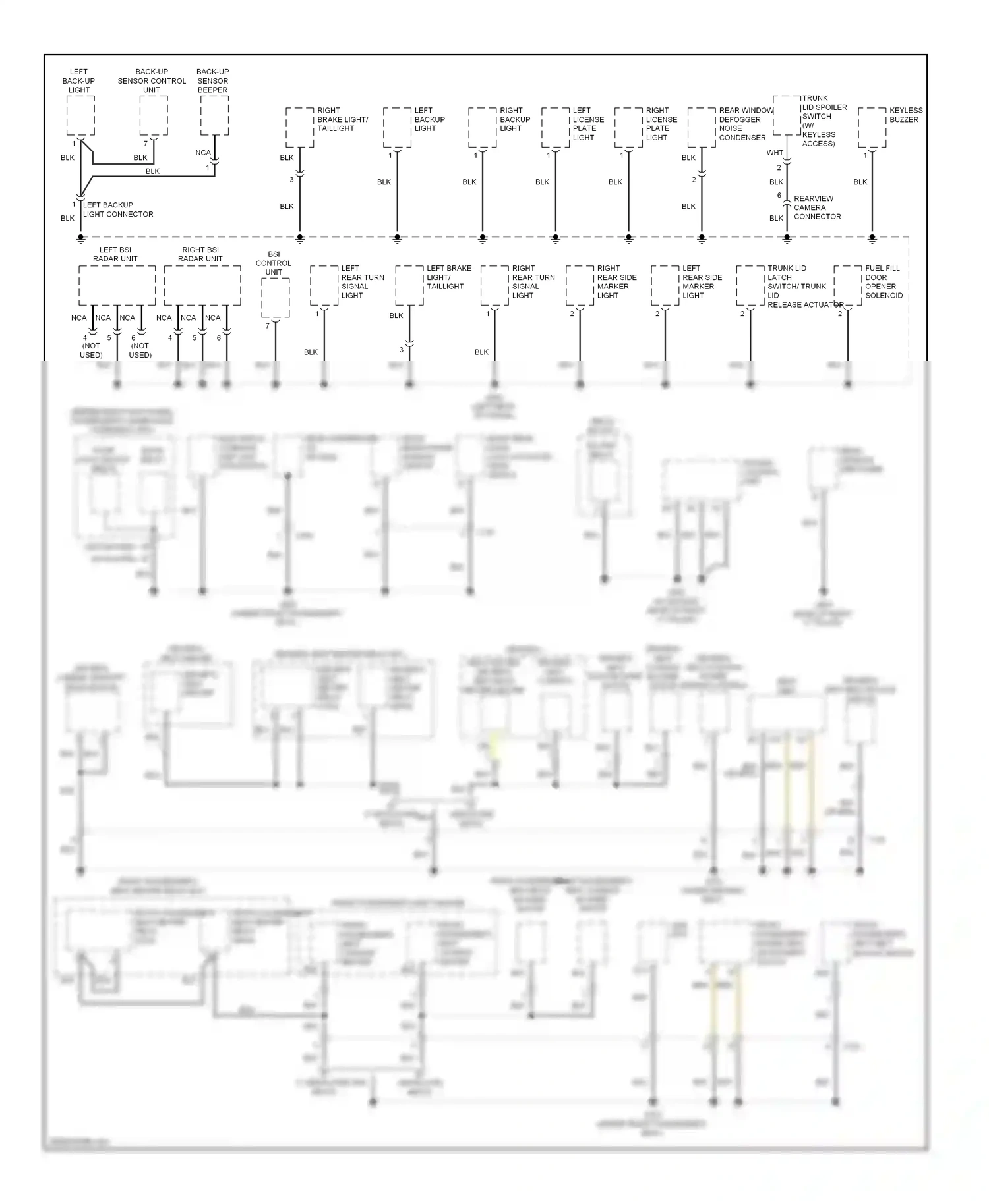 Wiring diagram right backup light for Acura TL IV facelift (2011-2014) (3 of 3)