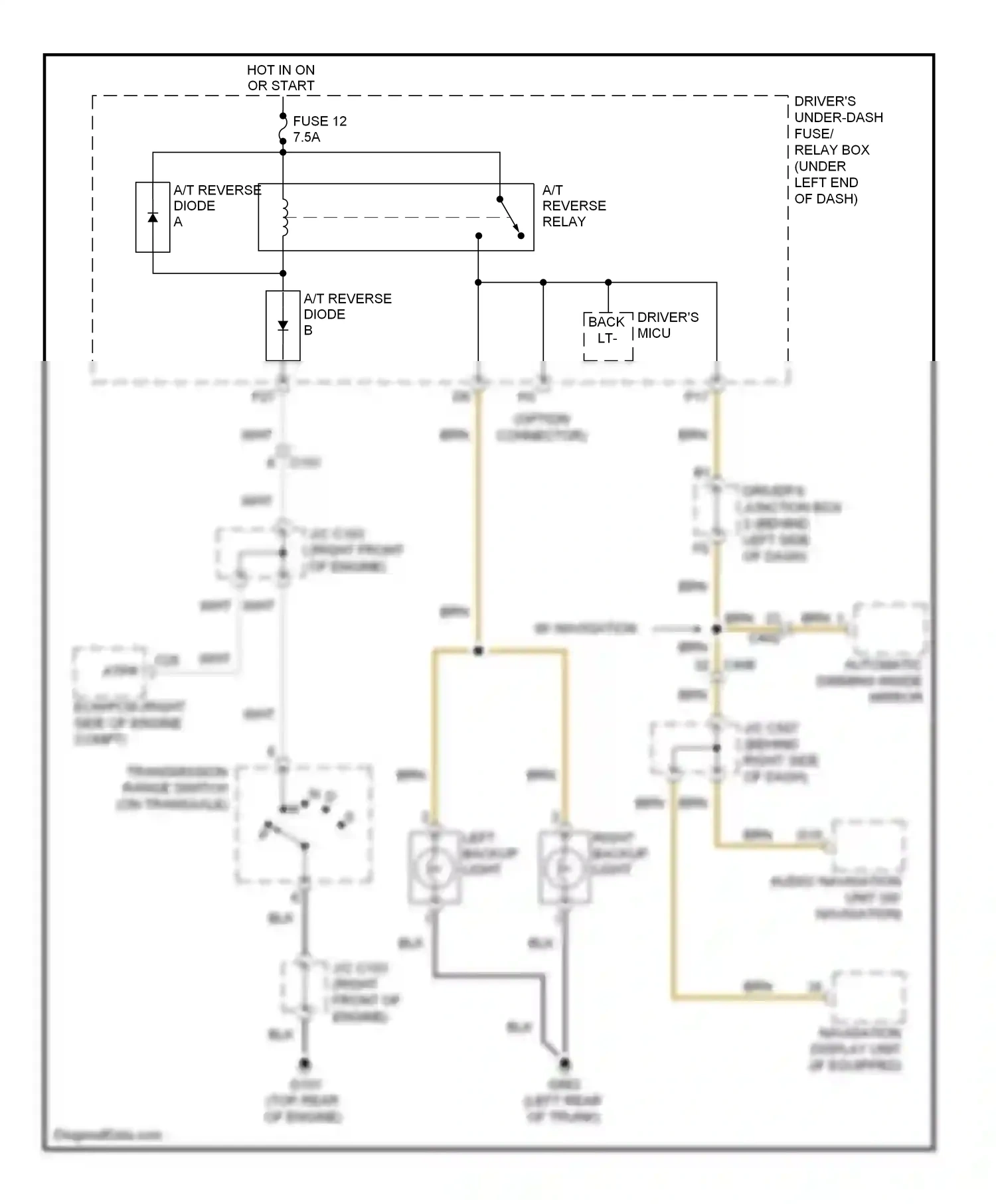 Wiring diagram transmission range switch (on transaxle for Acura TL IV facelift (2011-2014) (2 of 9)