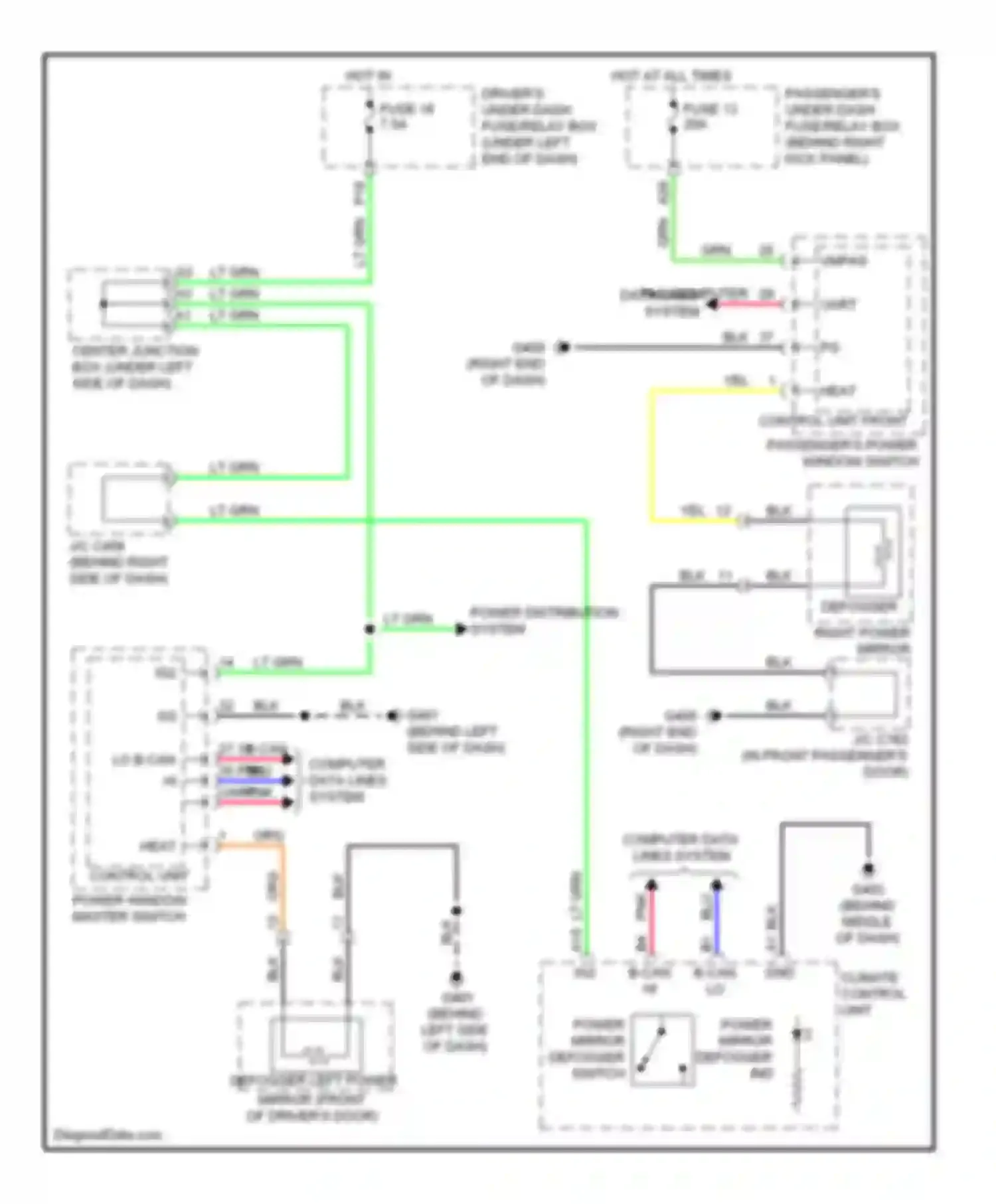 Wiring diagram control unit power window master switch for Acura TL IV (2008-2011) (2 of 2)