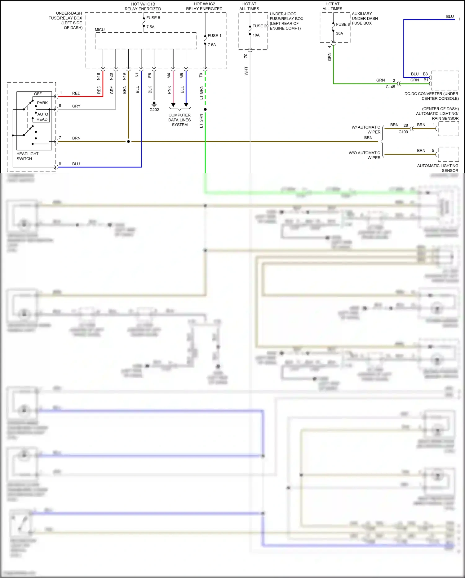 Acura TLX I facelift (2017-2020) automatic lighting sensor control unit wiring diagram  (6 of 6)