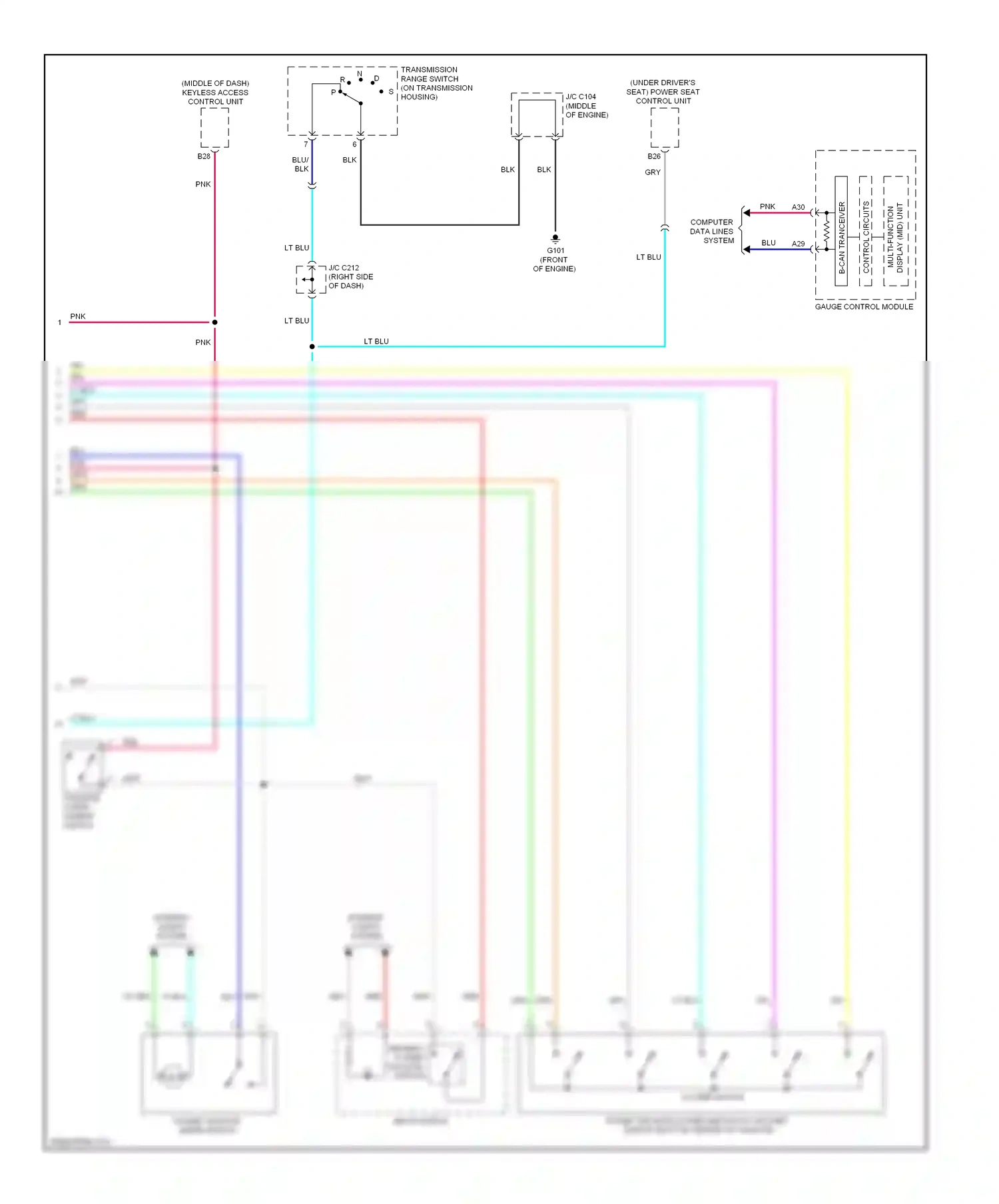 Acura ZDX I (2009-2013) display (mid) unit multi-function wiring diagram  (1 of 1)