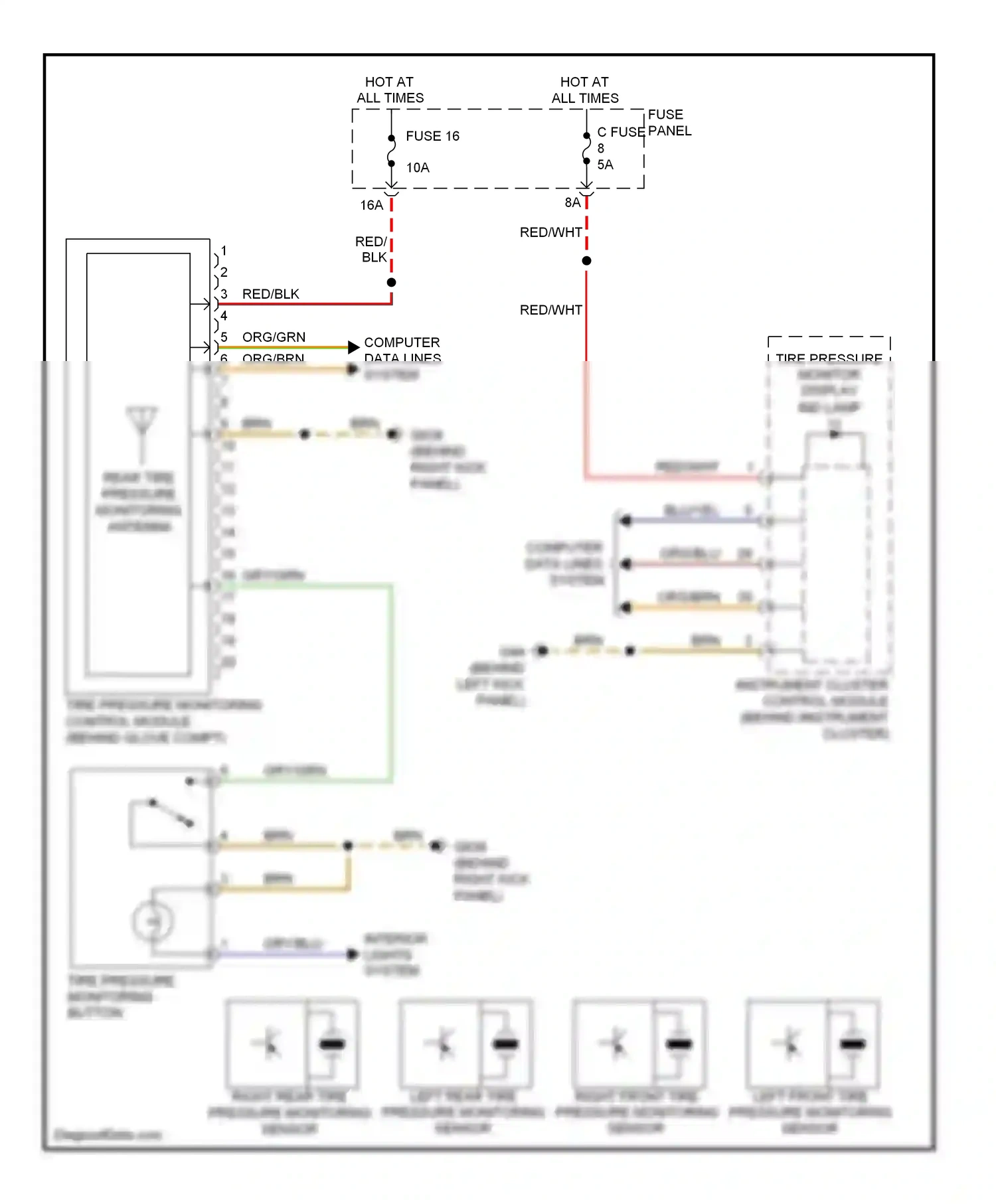 Wiring diagram fuse 16 for Audi A3 8P facelift 2 (2008-2013) (11 of 12)