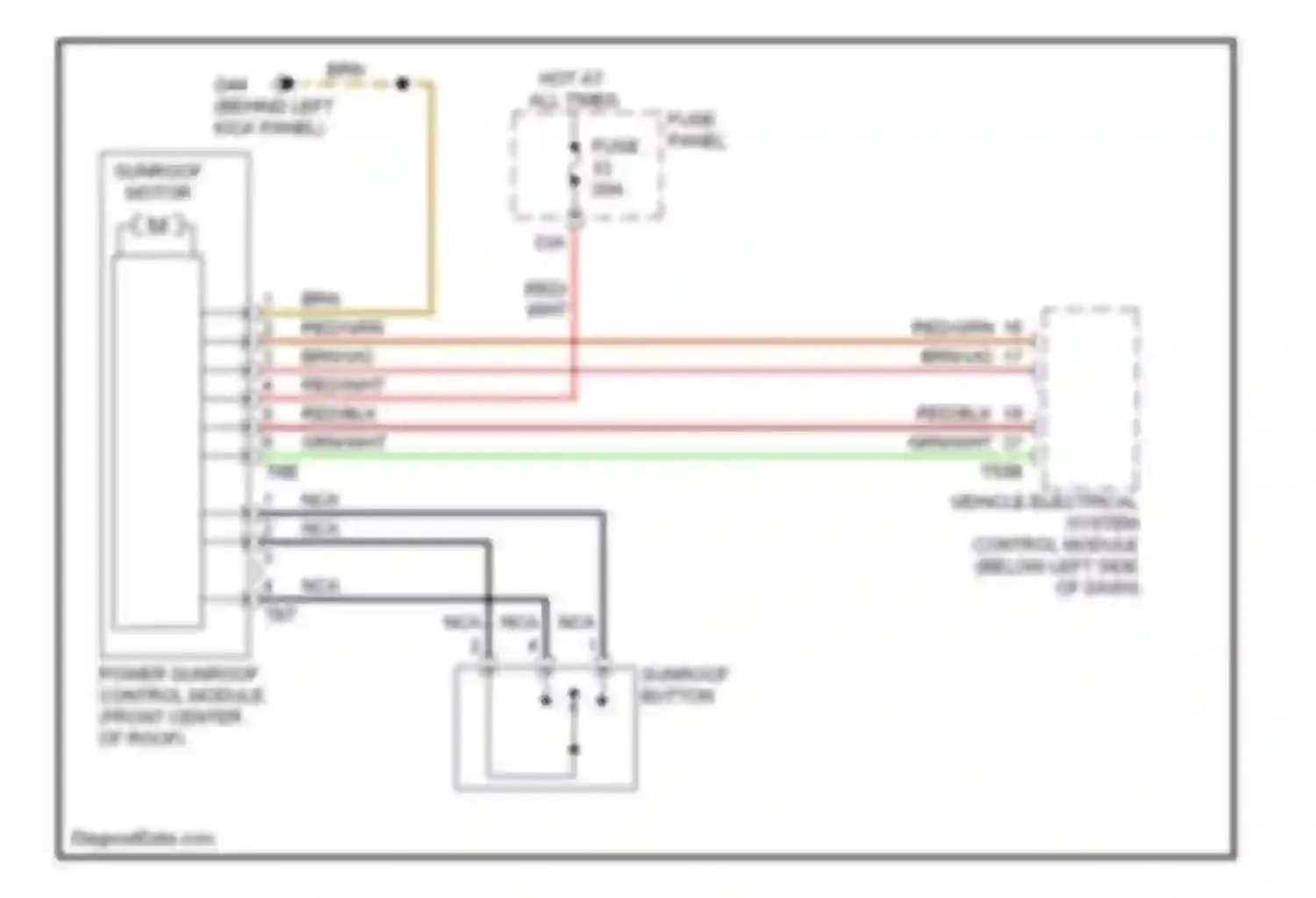 Wiring diagram sunroof button for Audi A3 8P facelift 2 (2008-2013)