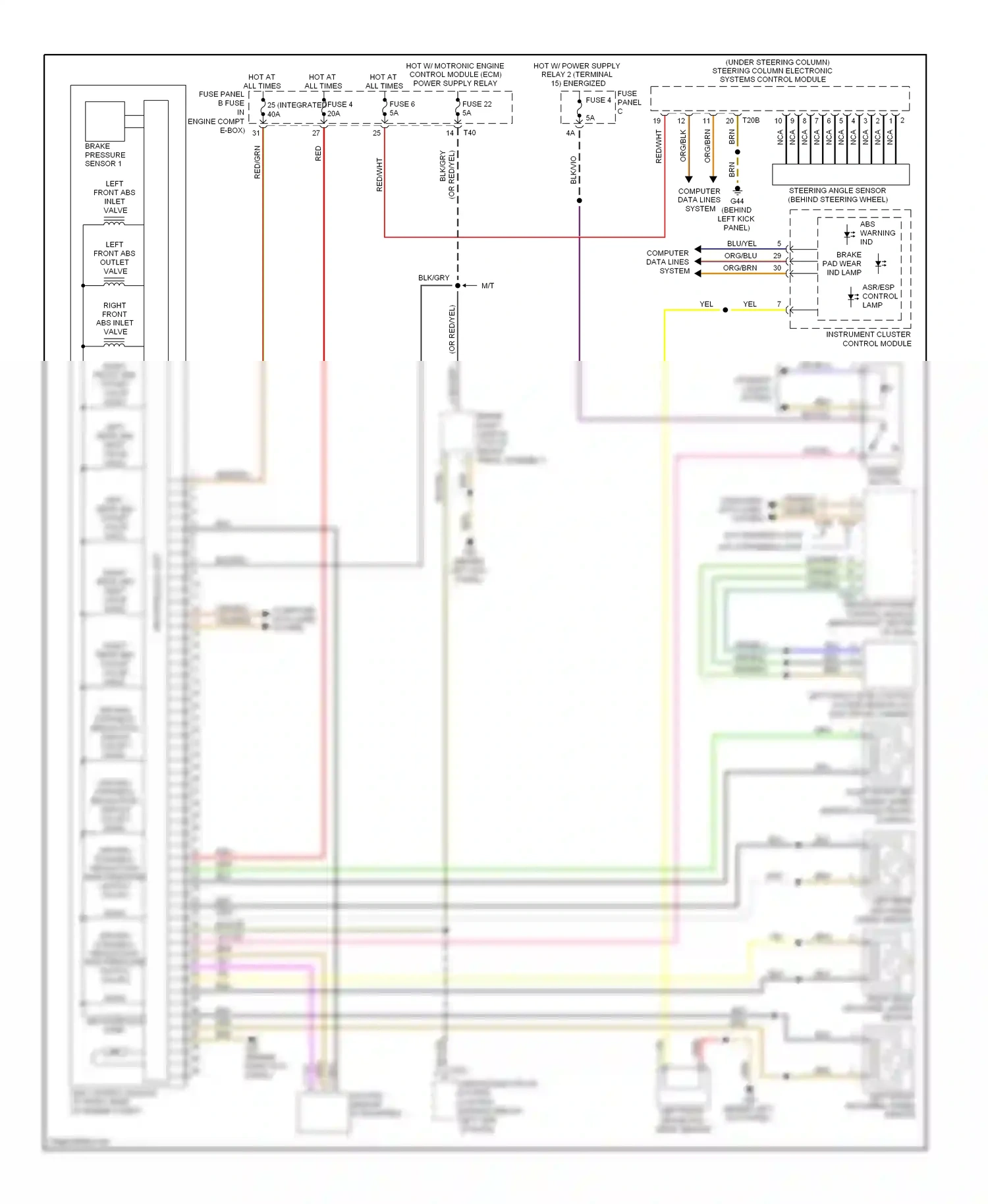 Wiring diagram left front abs wheel speed sensor for Audi A3 8P facelift 2 (2008-2013) (1 of 2)