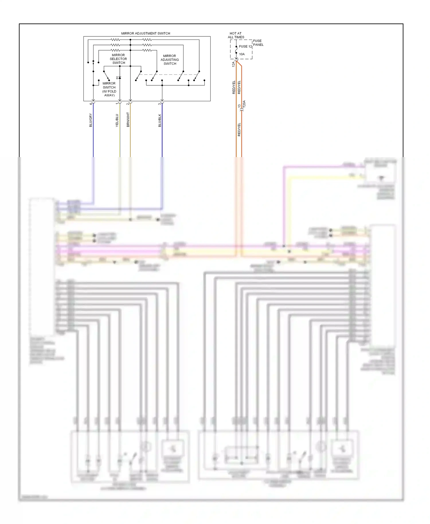 Wiring diagram mirror adjusting switch for Audi A3 8P facelift 2 (2008-2013) (1 of 1)