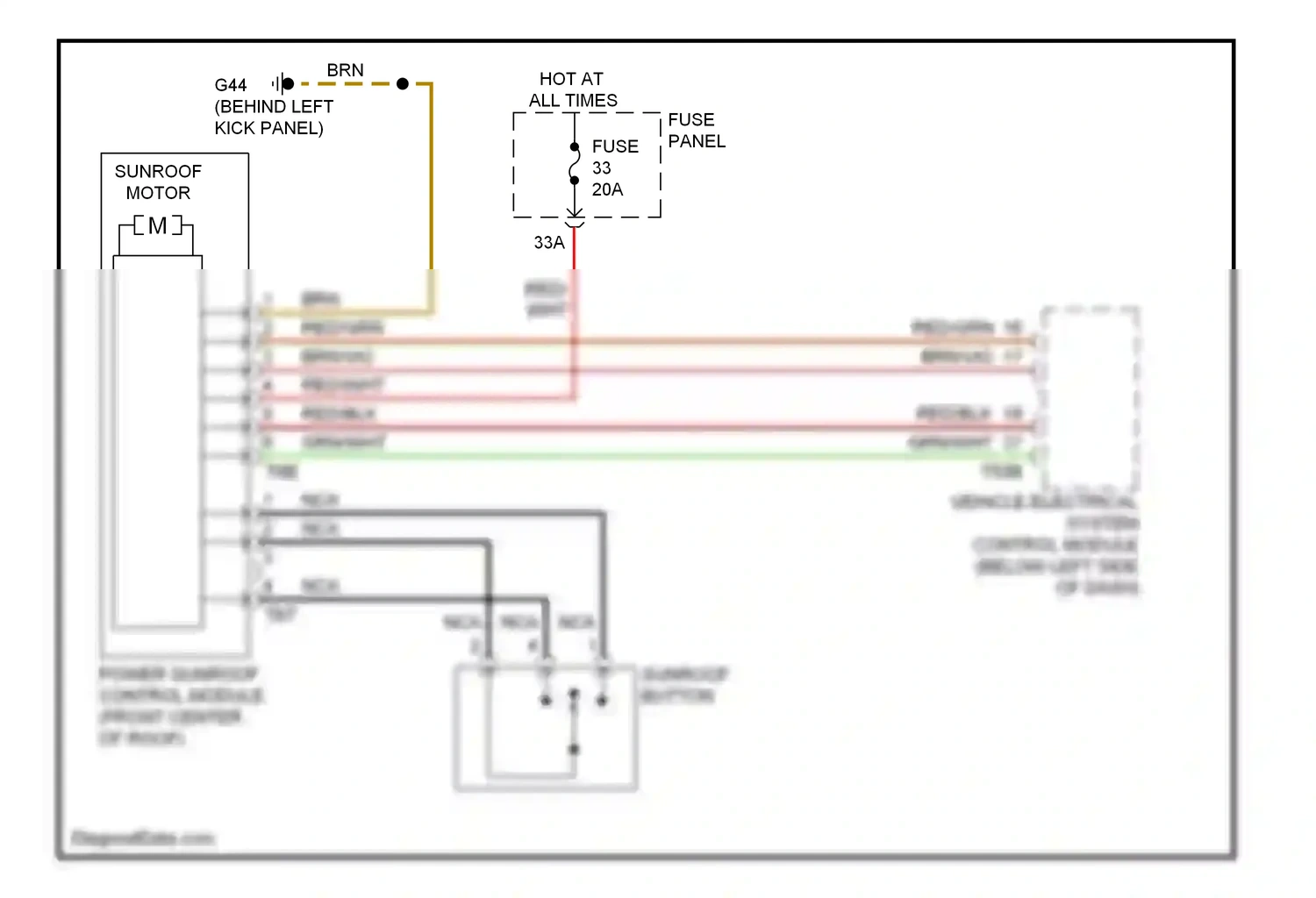 Wiring diagram sunroof button for Audi A3 8P facelift 2 (2008-2013) (1 of 1)