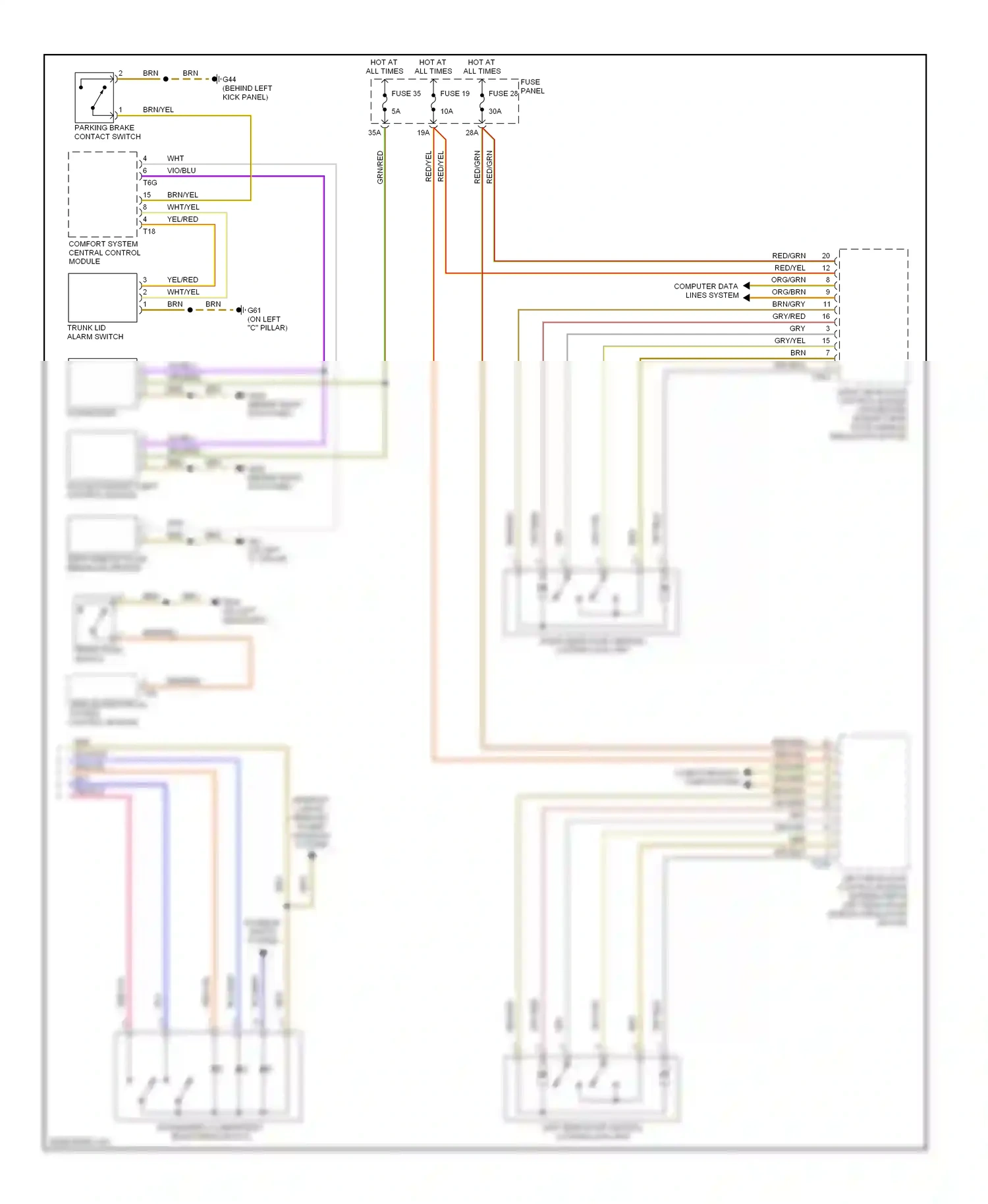 Audi A3 8P facelift (2004-2008) (behind left kick panel) wiring diagram  (2 of 28)