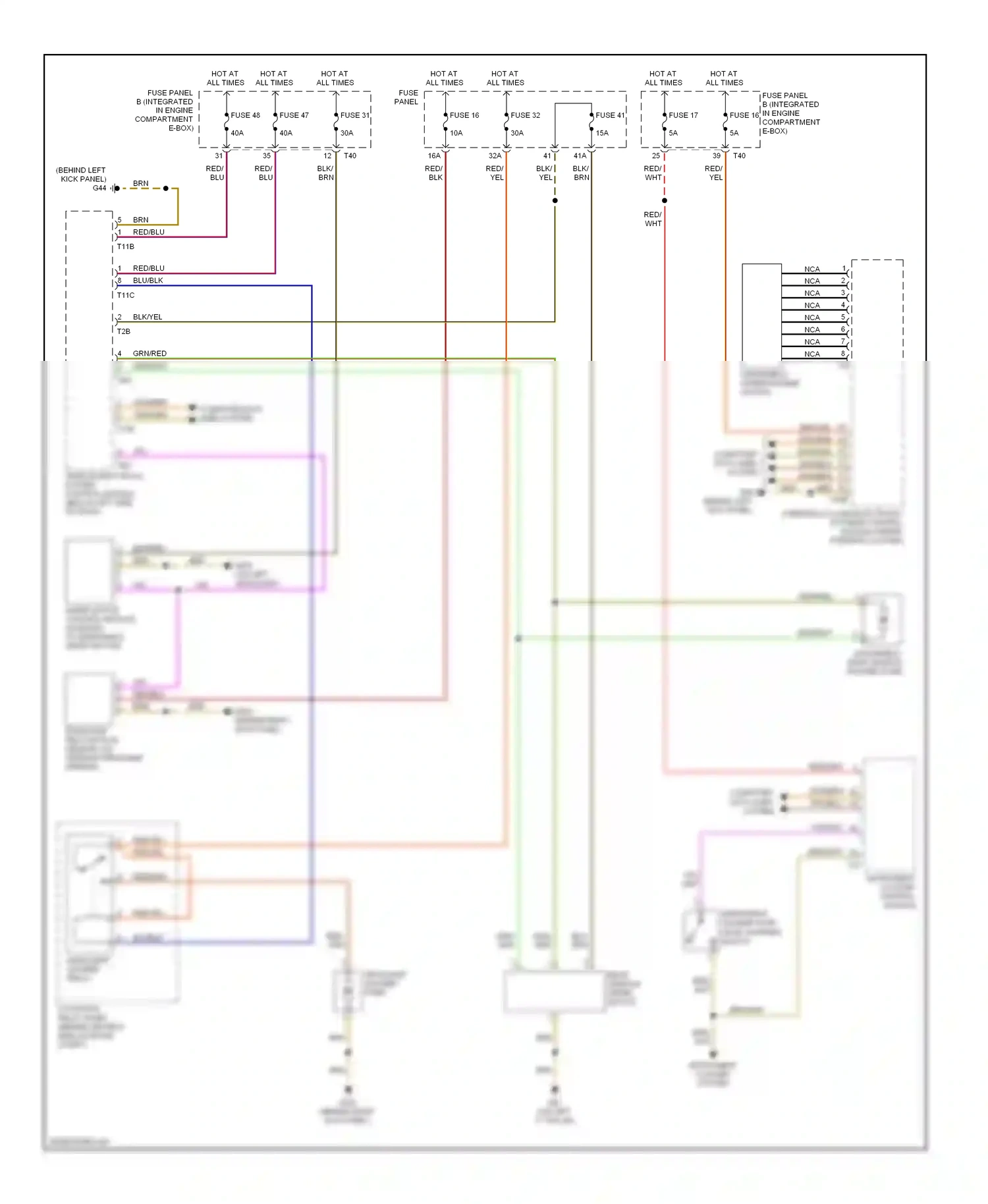 Audi A3 8P facelift (2004-2008) (behind left kick panel) wiring diagram  (28 of 28)