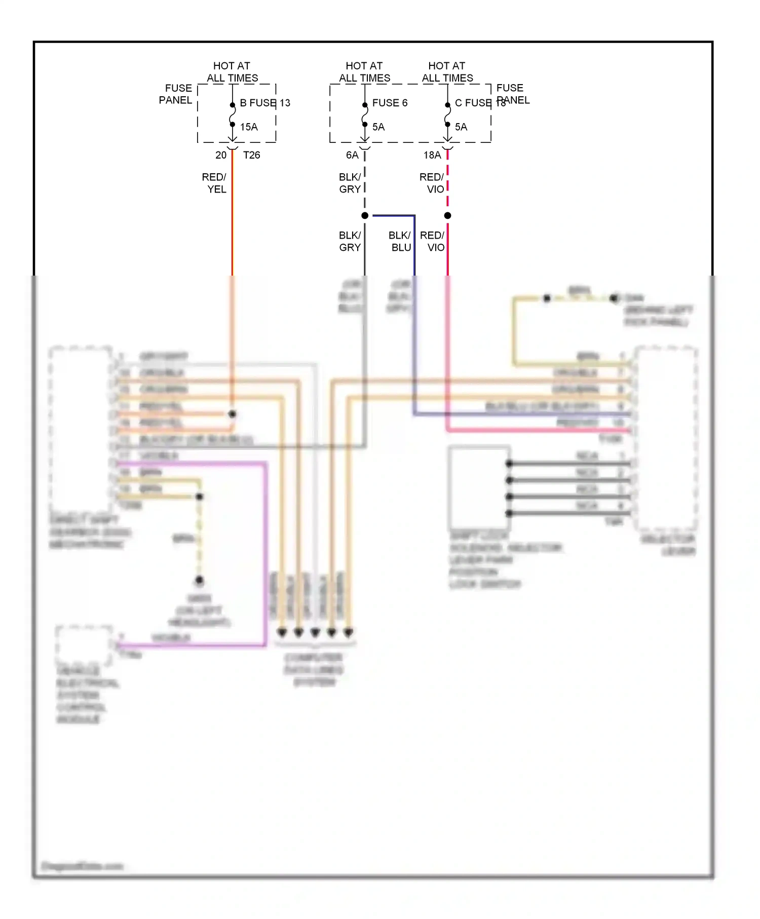 Audi A3 8P facelift (2004-2008) (behind left kick panel) wiring diagram  (27 of 28)